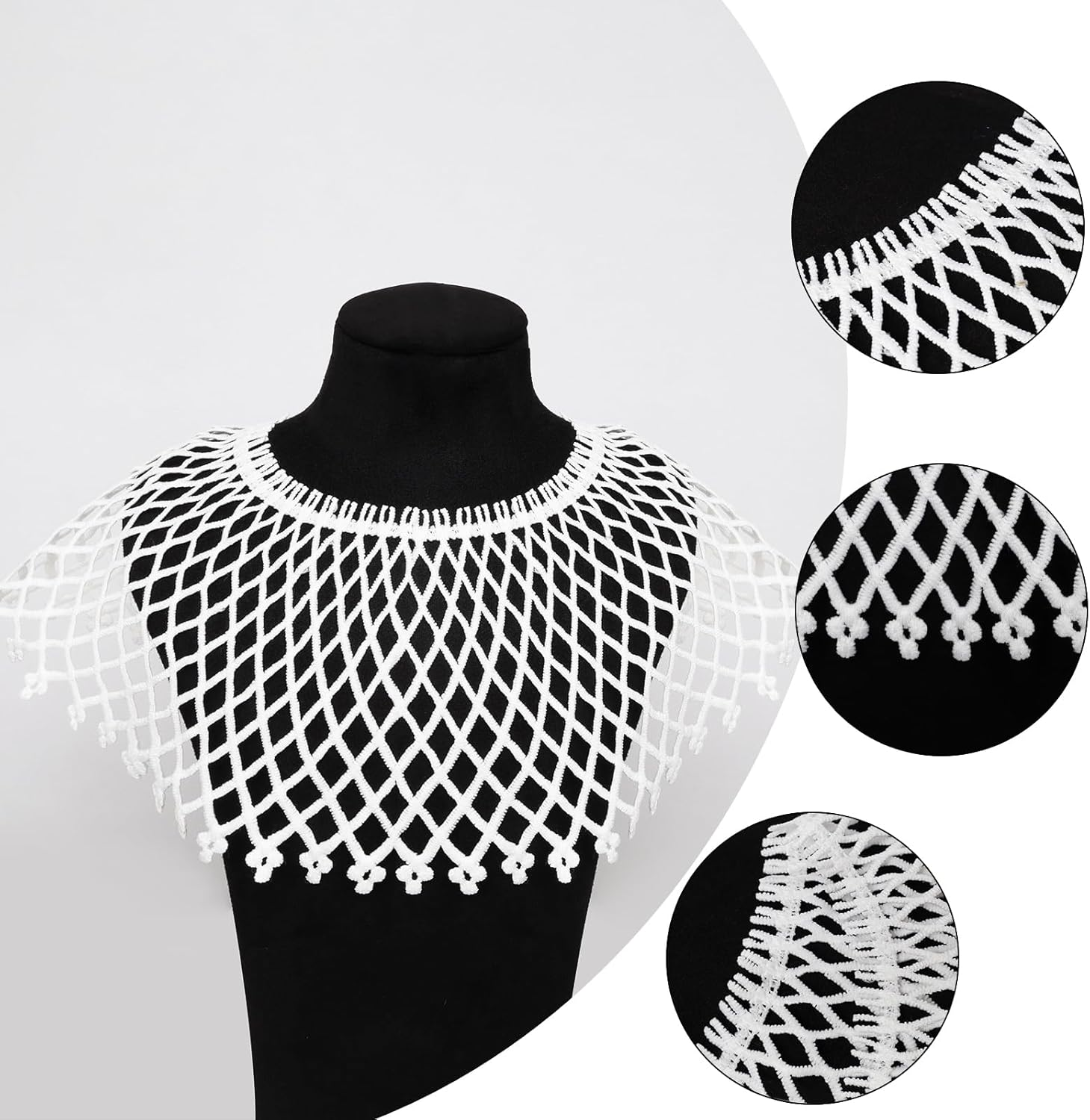 4Pcs Judge Costume Accessories Set for Women with Lace False Collar Gavel Glasses Judge Choker Pin Costume for Halloween image number 4