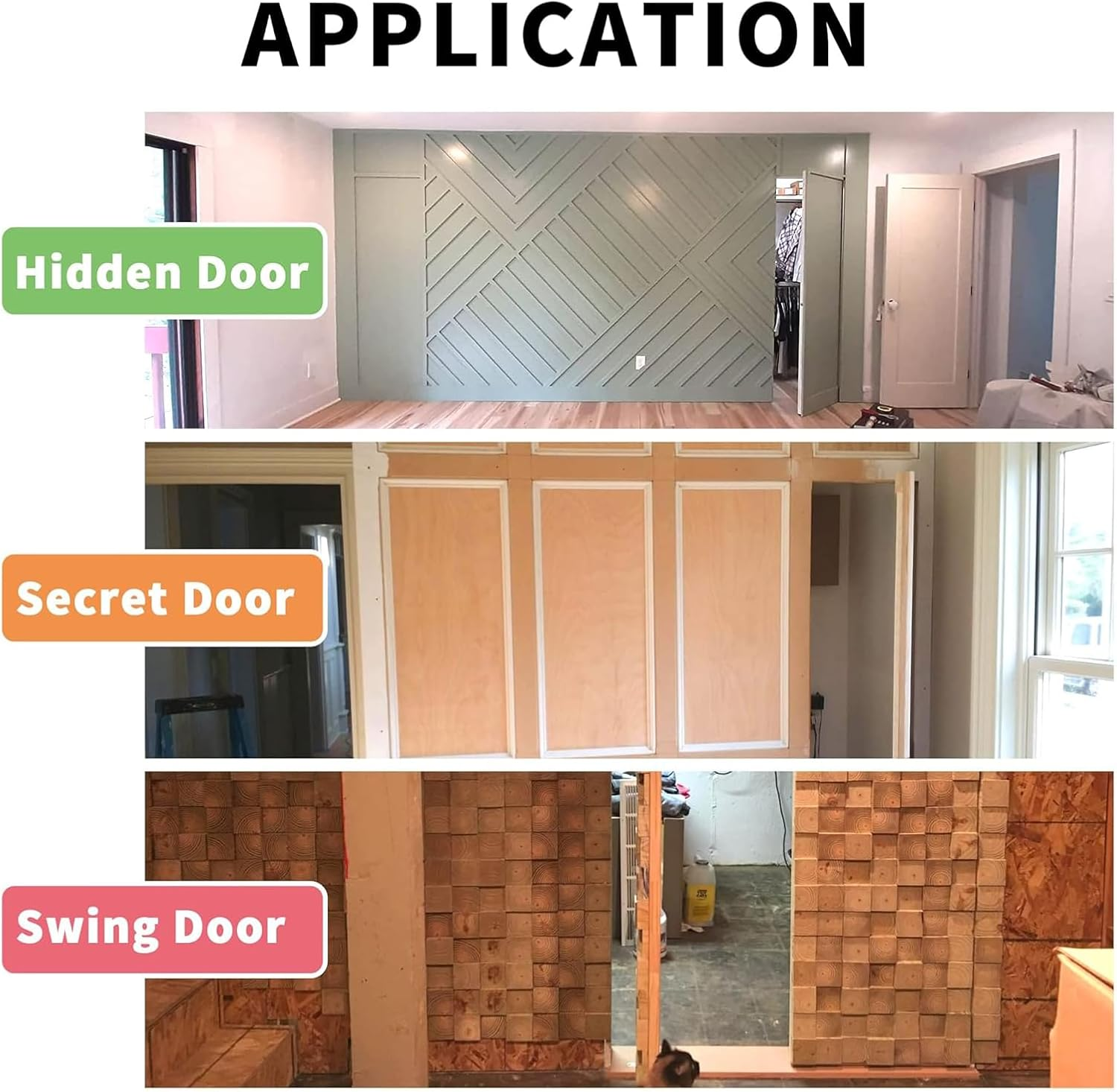 Nlvnmv Door Pivot Hinges, Heavy Duty 360&deg; Rotation Stainless Steel Pivot Hinge for Wood Doors, Invisible Door Hardware for Bookshelves & Secret Rooms image number 2