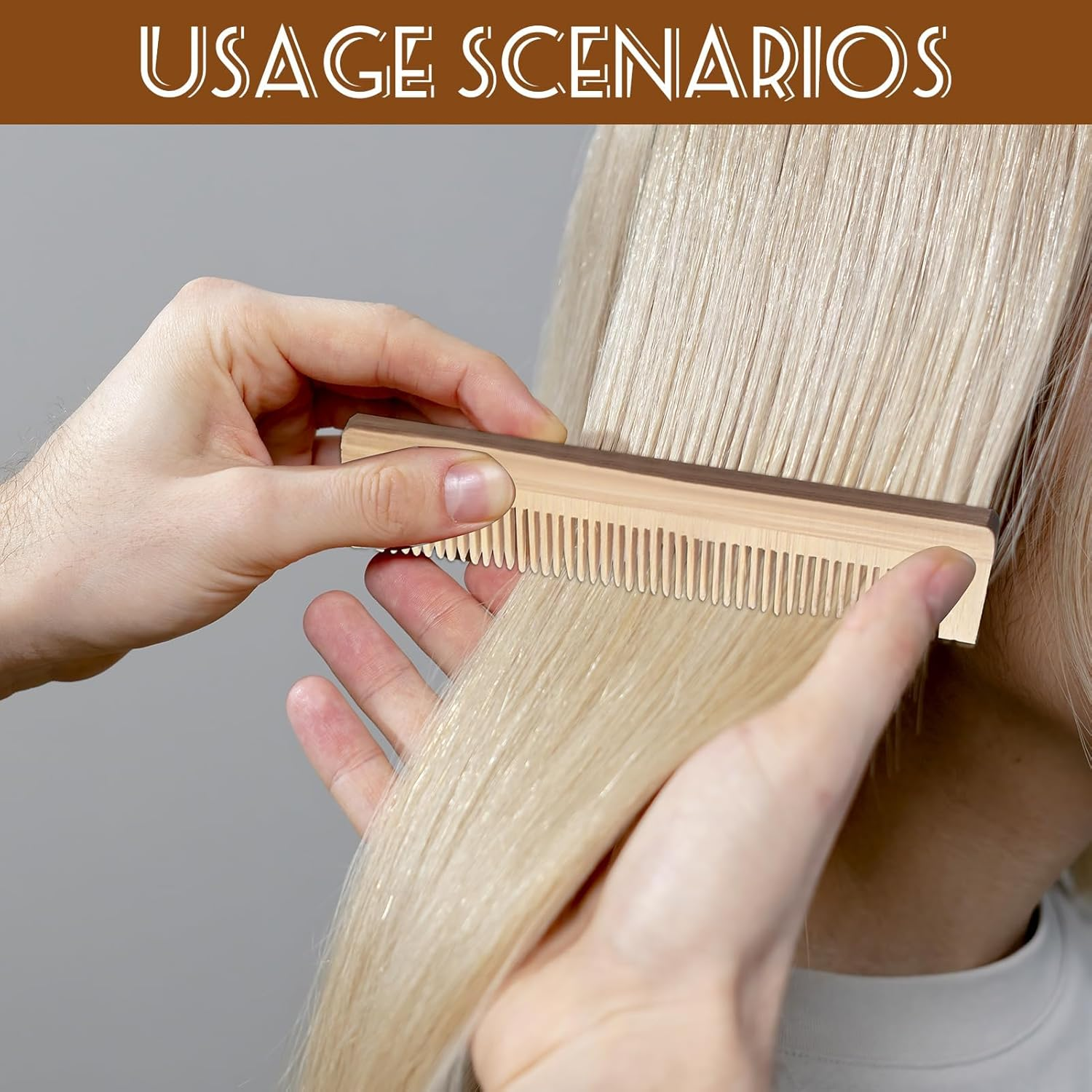 SMCEHEYA 5Pcs Wooden Comb, Fine Tooth Comb Large, Hair Comb for Men and Women, Bamboo Comb 100% Natural, Detangler Comb No Handle, Handmade Combs Anti-Static, Suitable to All Hair Type/Beard/Mustache image number 6