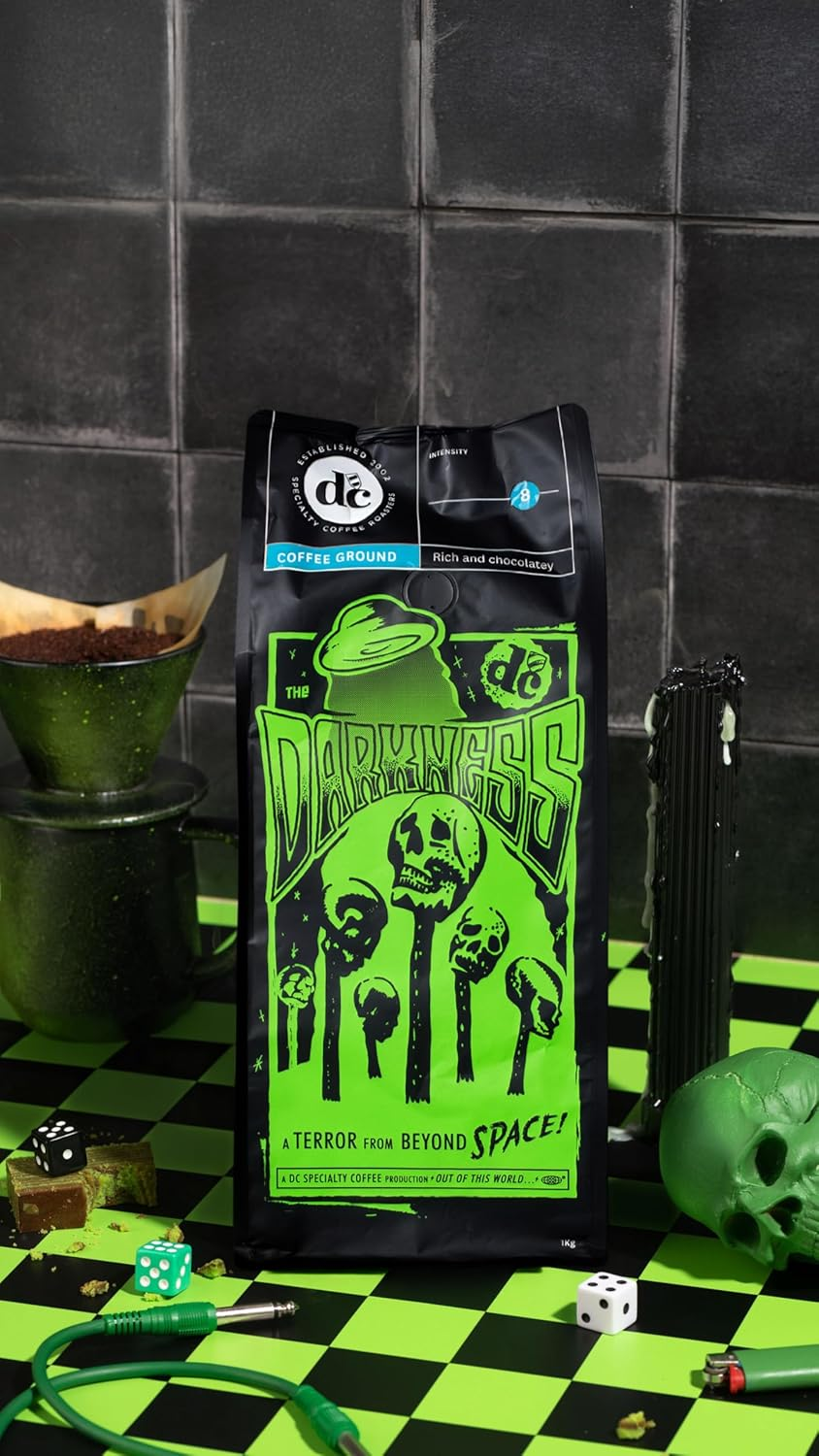 Dc Coffee the Darkness Strong Espresso Blend - Vanilla, Almond and Dark Chocolate Flavor - Embrace the Monstrous Brew (Ground Coffee Beans, 1Kg) image number 3