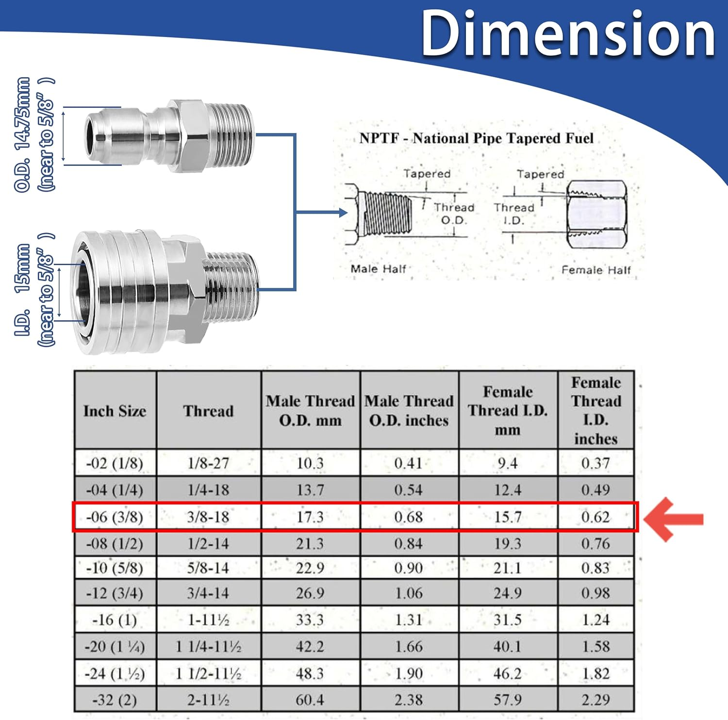 M MINGLE Pressure Washer Adapter Set, 2 Sets 3/8" Quick Connect Fittings, Male Pressure Washer Quick Disconnect Kit, Stainless Steel, 5000 PSI