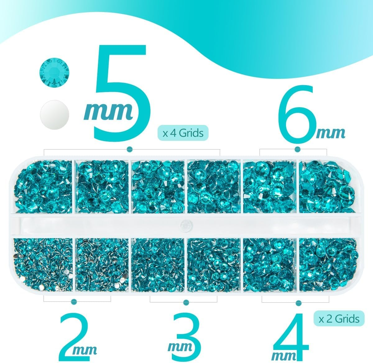 Qiipii Blue Zirconia Crystal Resin Rhinestone with Jewelry Glue B7000 for Crafts Stunning Flat Bottom Stones Teal Blue Gems 2Mm to 6MM Diamonds Turquoise Crystals for Nail image number 1