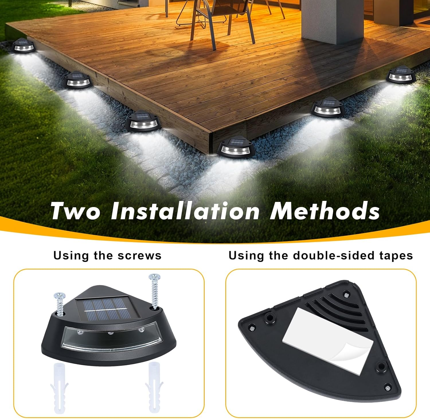 Qoosea Solar Lights for Outdoor Garden, Pack of 4 IP65 Waterproof Solar Stair Lighting, 6500 K White LED Step Light, Garden Lamps for Outdoor Stairs, Steps, Fence, Yard, Patio, Gutter, Path Decoration image number 6