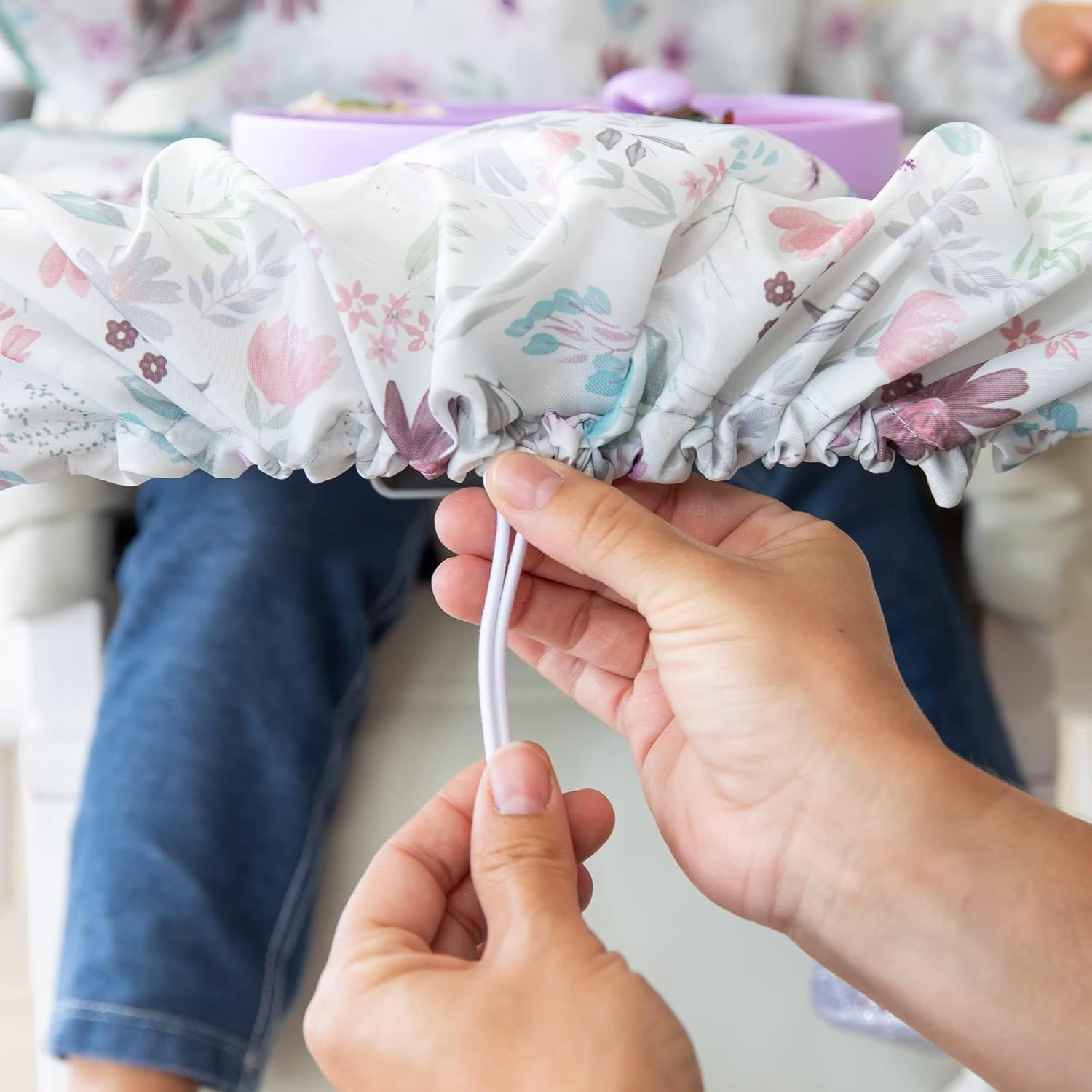 Bumkins Baby Bibs and High Chair Cover with Toddler Bib, Long Sleeve Bib for Babies, Smock for Eating, Feeding Babies, Waterproof Bibs for Baby Boy and Baby Girl &ndash; Floral image number 2