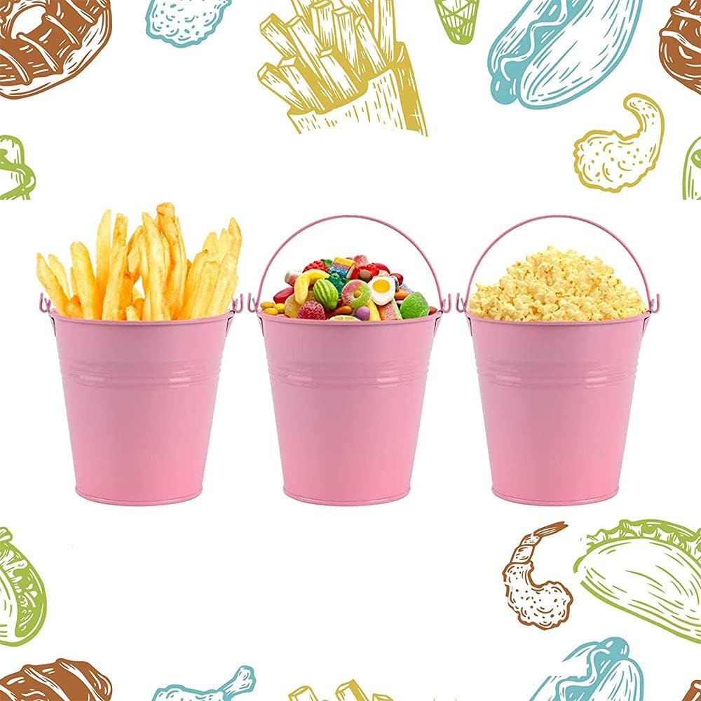 Small Metal Bucket Flower Pot, Mini Bucket Metal for Candy, Pack of 12 Mini Metal Flower Pot, Mini Table Decoration Bucket, Colourful, Metal Bucket with Hanging, Wedding Party Favour Supplies image number 2