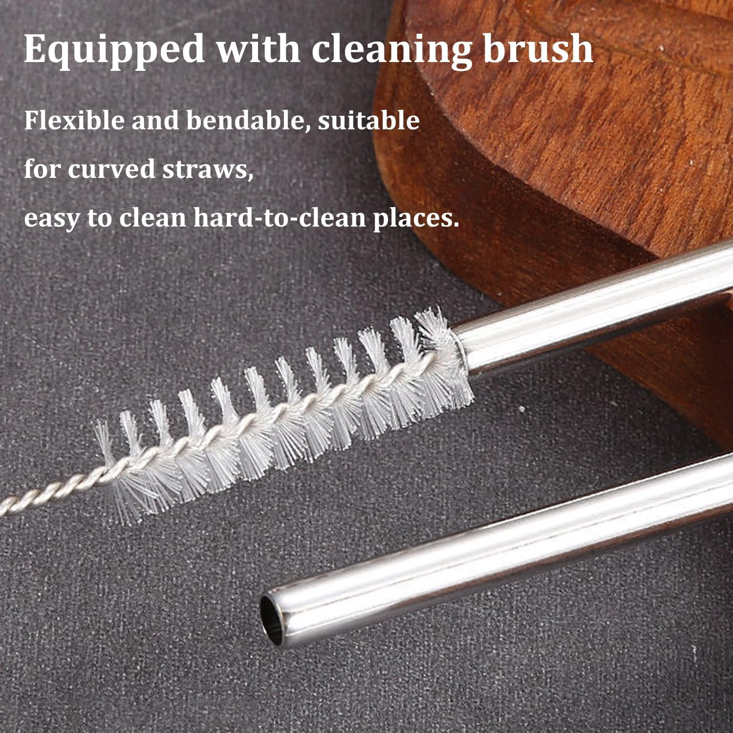 WALWAL Stainless Steel Straws, Reusable Metal Straws with Cleaning Brush(6 Pcs Metal Straw + 2 Pcs Cleaning Brush) image number 1