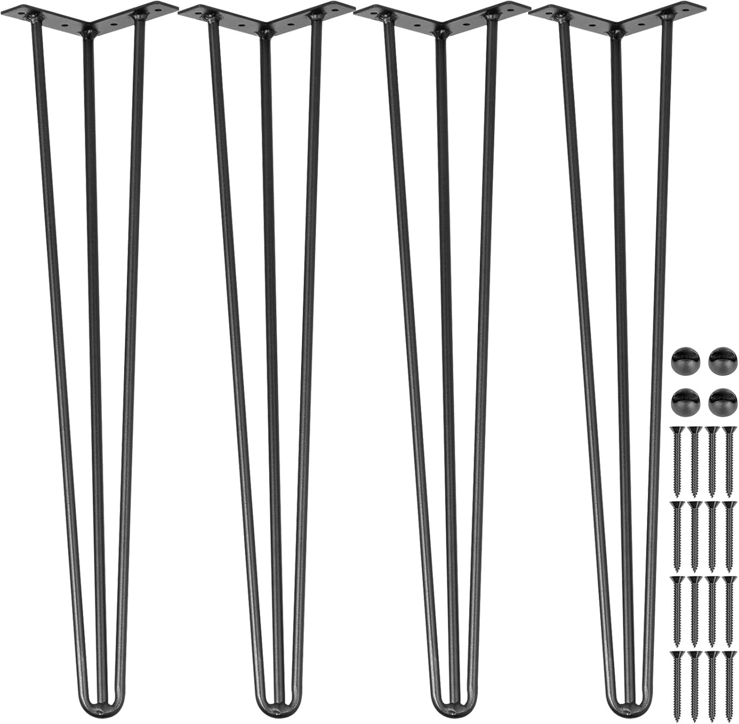 VEVOR Hairpin Table Legs 16" Black Set of 4 Desk Legs 880Lbs Total Load Capacity Hairpin Desk Legs 3 Rods for Bench Desk Dining End Table Chairs Carbon Steel DIY Heavy Duty Furniture Legs image number 1