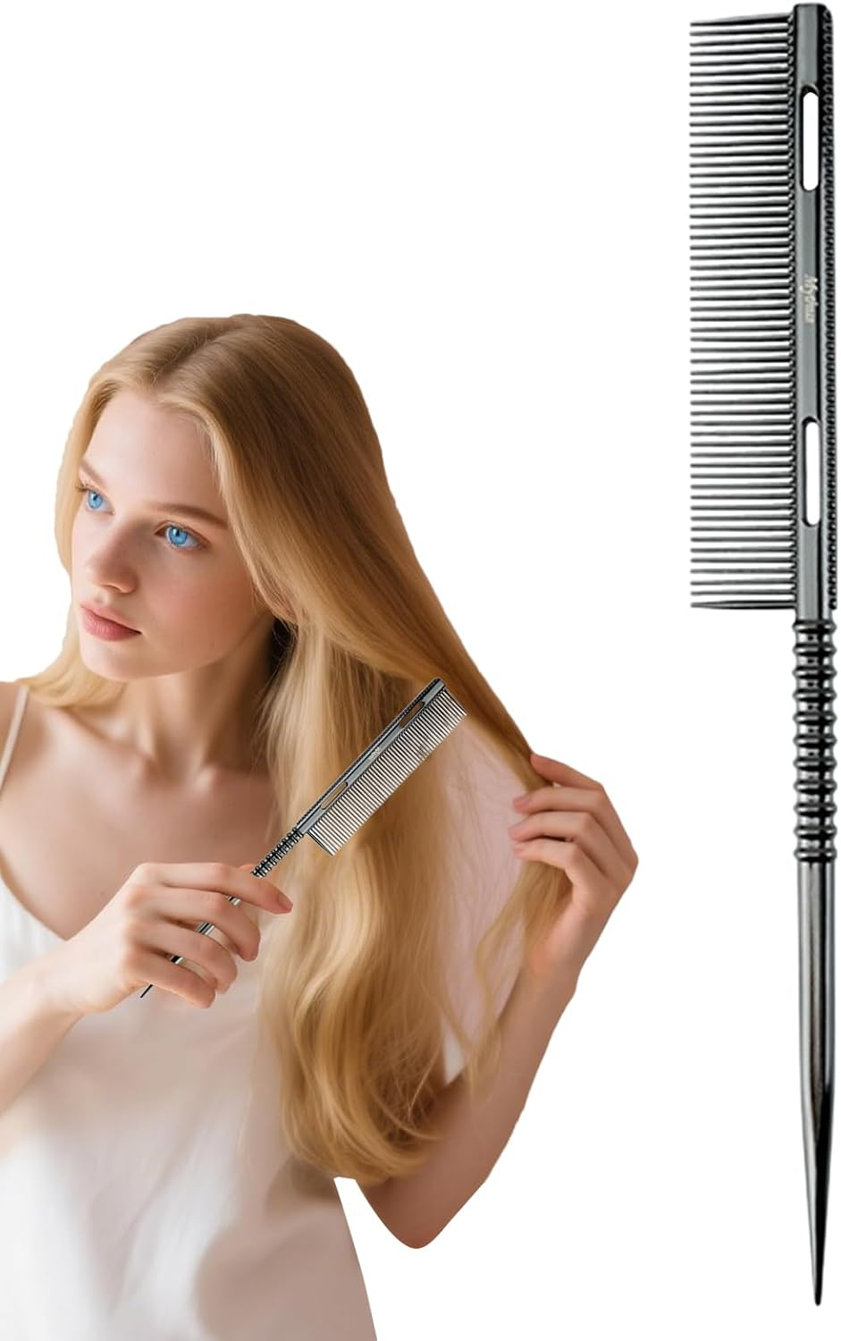 Tail Comb | Fine Tooth Parting Tip Hair Brush | Detangling Styling Tool Lightweight Ergonomic Salon Styling Tool for Mom Girlfriend