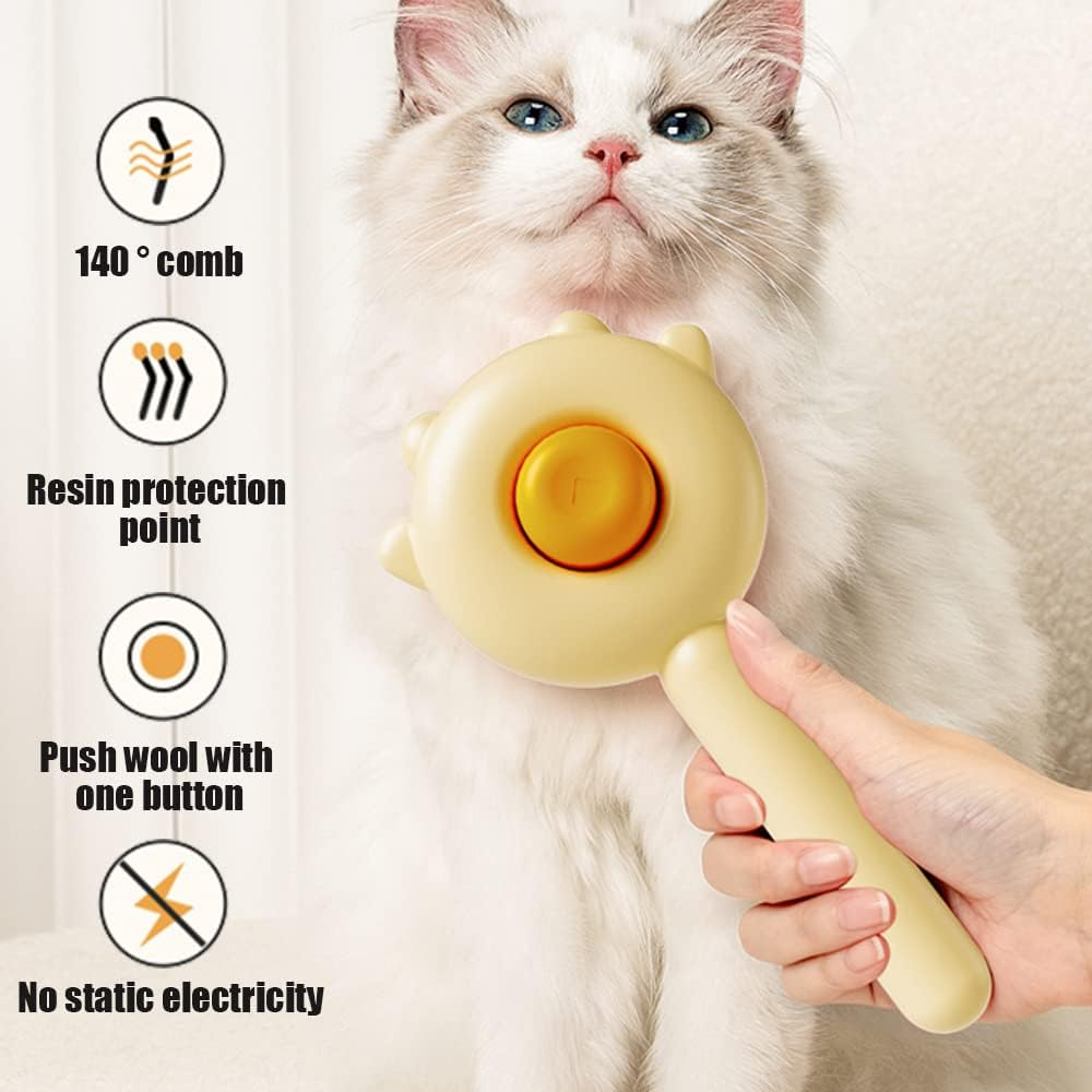Hair Brush, 2023 New Pet Hair Cleaner Brush, Cat Grooming Brush Long or Short Hair Cats Dogs, Self Cleaning Slicker Comb for Kitten Removes Tangles Loose Fur (Green) image number 4