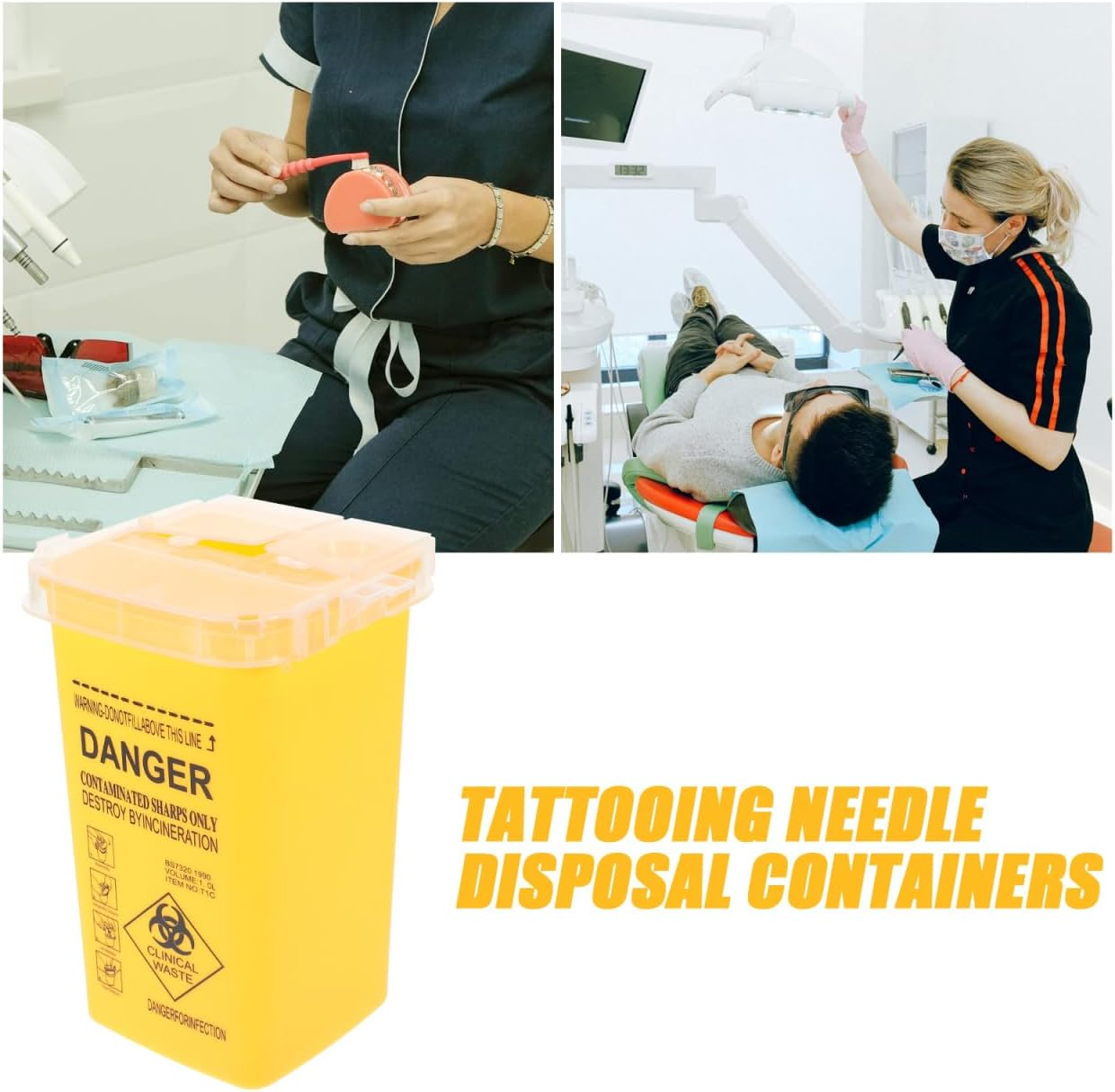 Baluue 2Pcs Waste Sharps Container Tattooing Needle Disposal Containers Sharps Bucket Travel Sharps Container Small Sharps Container Needle Sharps Container Sharps Waste Bucket Pp