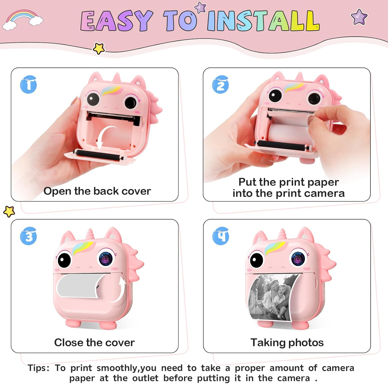 Skirfy 10 Rolls Kids Instant Camera Refill Print Paper,Linkless Thermal Paper Fit for Most Kids Camera Instant Print,Kids Digital Camera Favors Supplies - Green image number 4