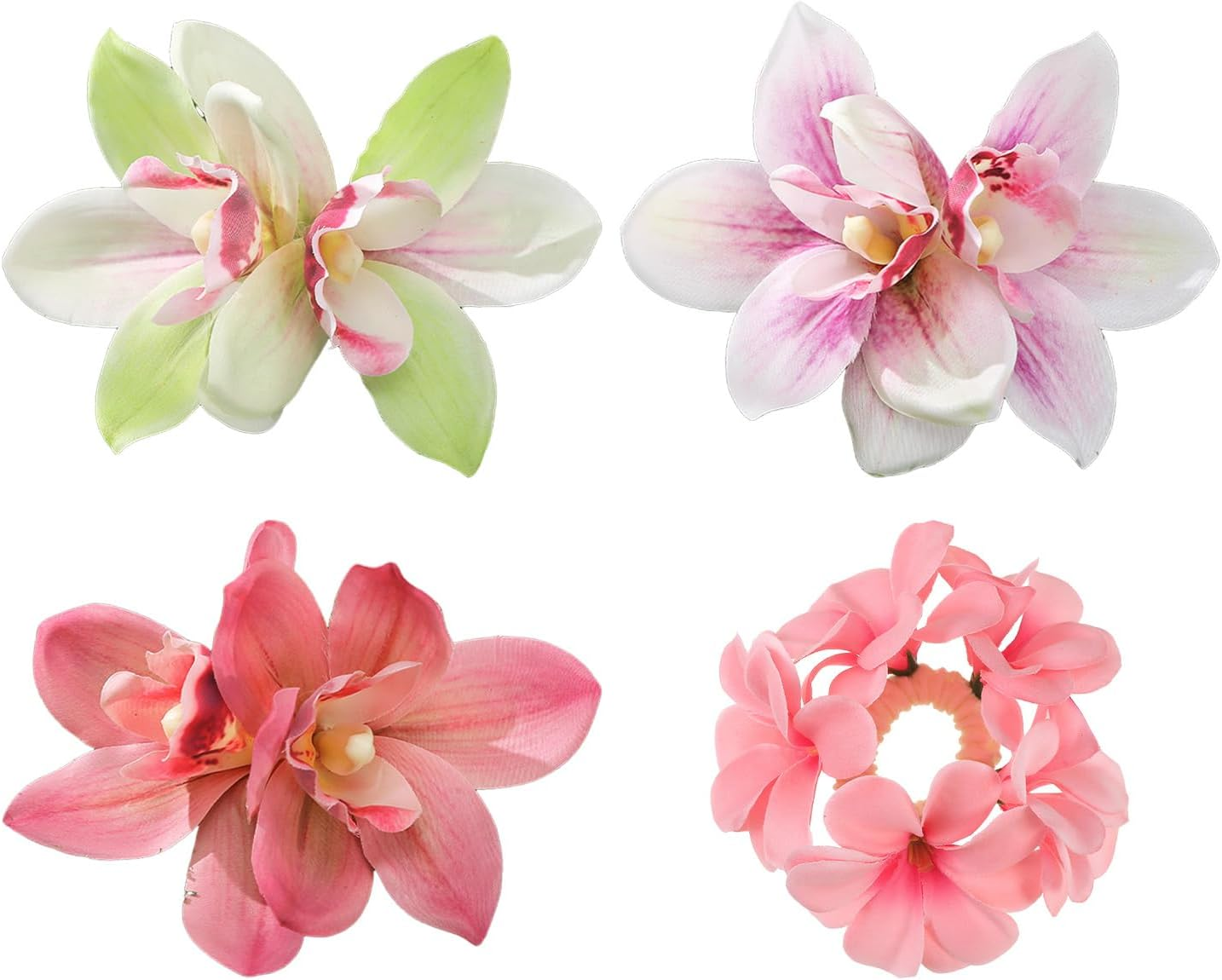 Set of 3 Hair Pins and 1 Hair Ring, Simulation Phalaenopsis Headdress, Atmosphere Hair Accessories, Suitable for Holidays by the Sea, Wedding Dress. image number 2