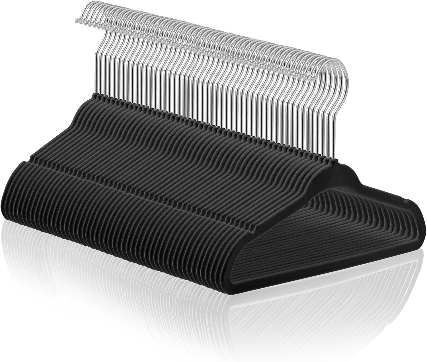 Casafield 50 Velvet Baby Hangers - 11" Size for Infant & Toddler Clothes - Gray