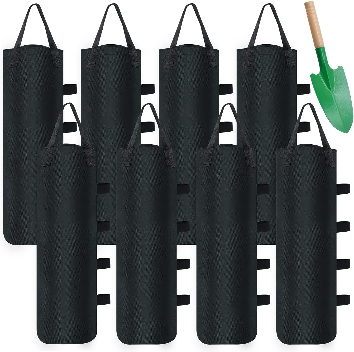 8 Pack Canopy Weights Sand Bags, 224 LBS Extra Large Canopy Sand Bags with Sand Shovel for Windproof Pop up Tent Gazebo Canopy Outdoor Shelter Umbrella Pool Ladder without Sand, Black image number 2
