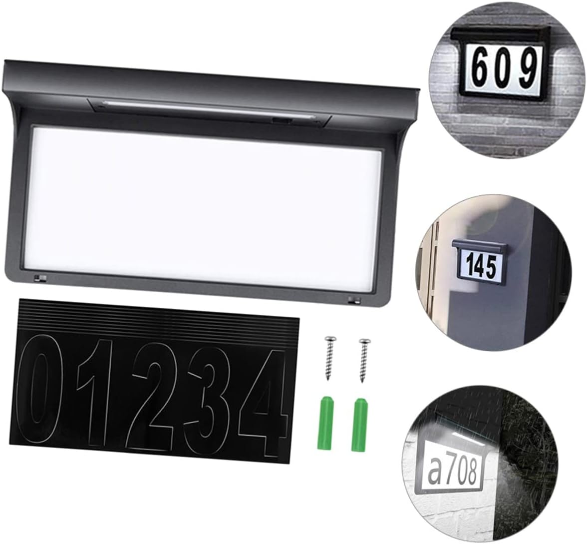 SHINEOFI LED Solar House Number Sign Plaque Solar Powered Light for Outdoor Address Visibility at Night for Gardens Patios Yards and Pathways image number 1