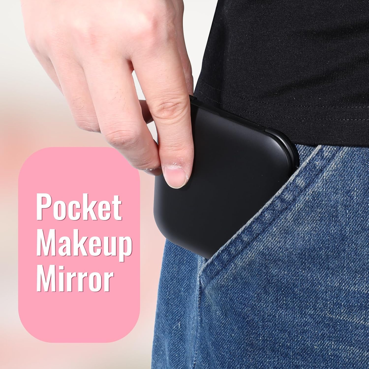 LXUEJIE Compact Mirror with Magnification 15X Double-Sided Travel Mirror Portable Cosmetic Mirror Foldable Makeup Mirror for Travel Precision Makeup (Black) image number 2