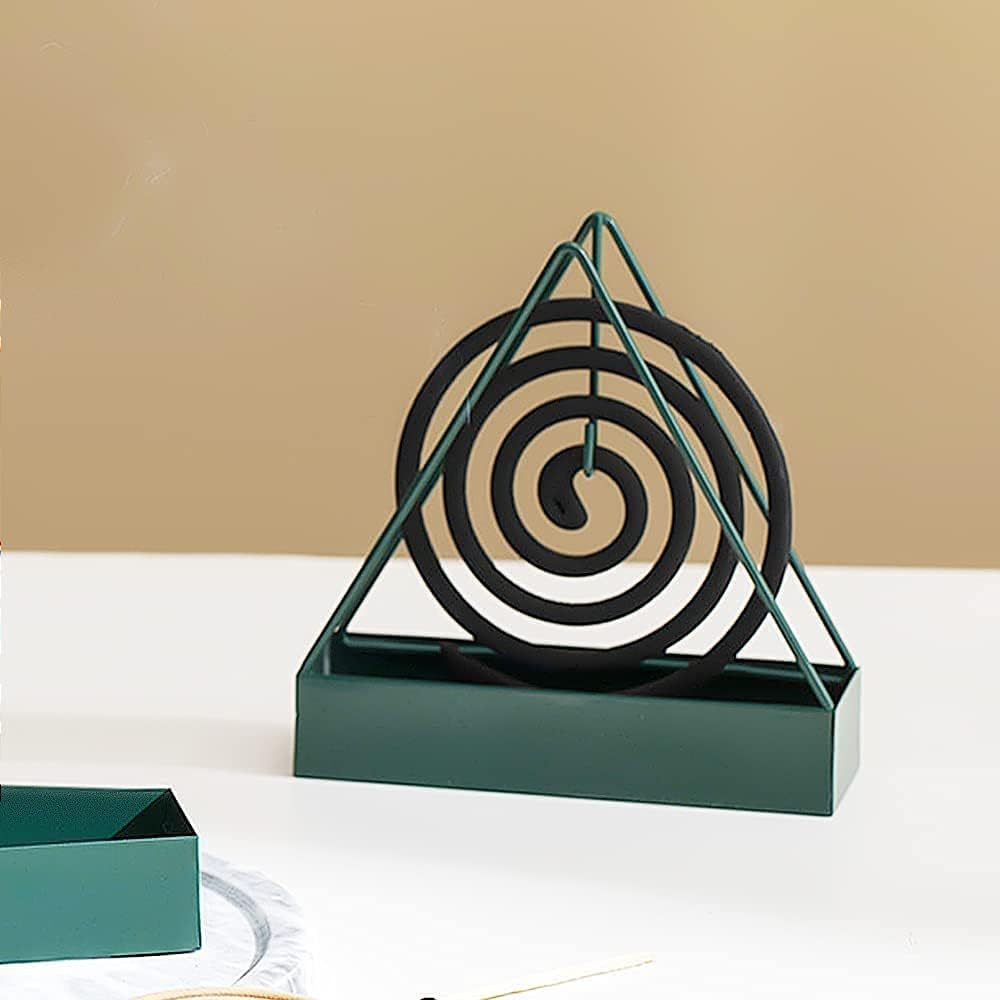 Triangular Wrought Iron Mosquito Coil Holdermosquito Coil Holder | Metal Incense Burner | Portable Bug & Insect Repellent | Home & Garden Fragrance & Aromatherapy (Green) image number 5