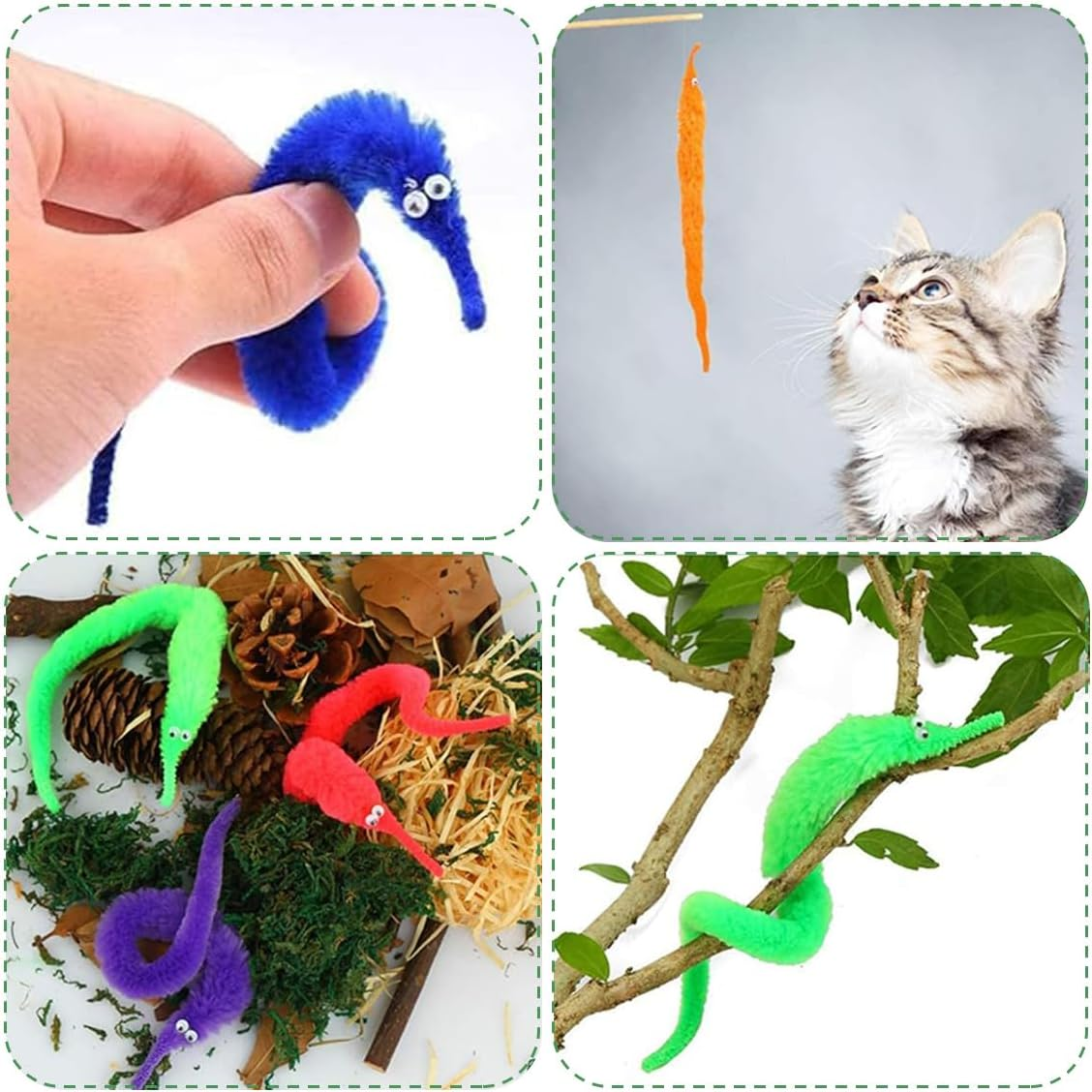 Magic Worm Toy Magic Worm Colour Invisible Twisty Caterpillar Cat Toy for Party Supplies (16 Pcs) image number 2