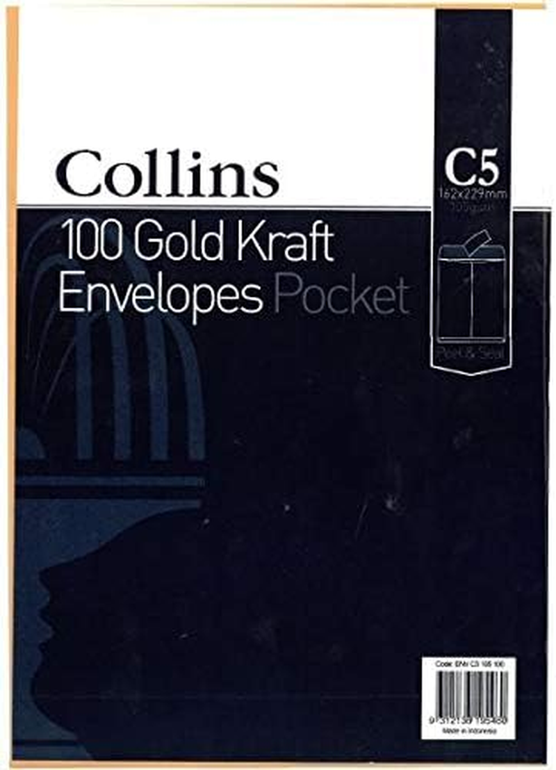 Collins Kraft Envelope Pocket, Size C5, 105GSM, Gold image number 1