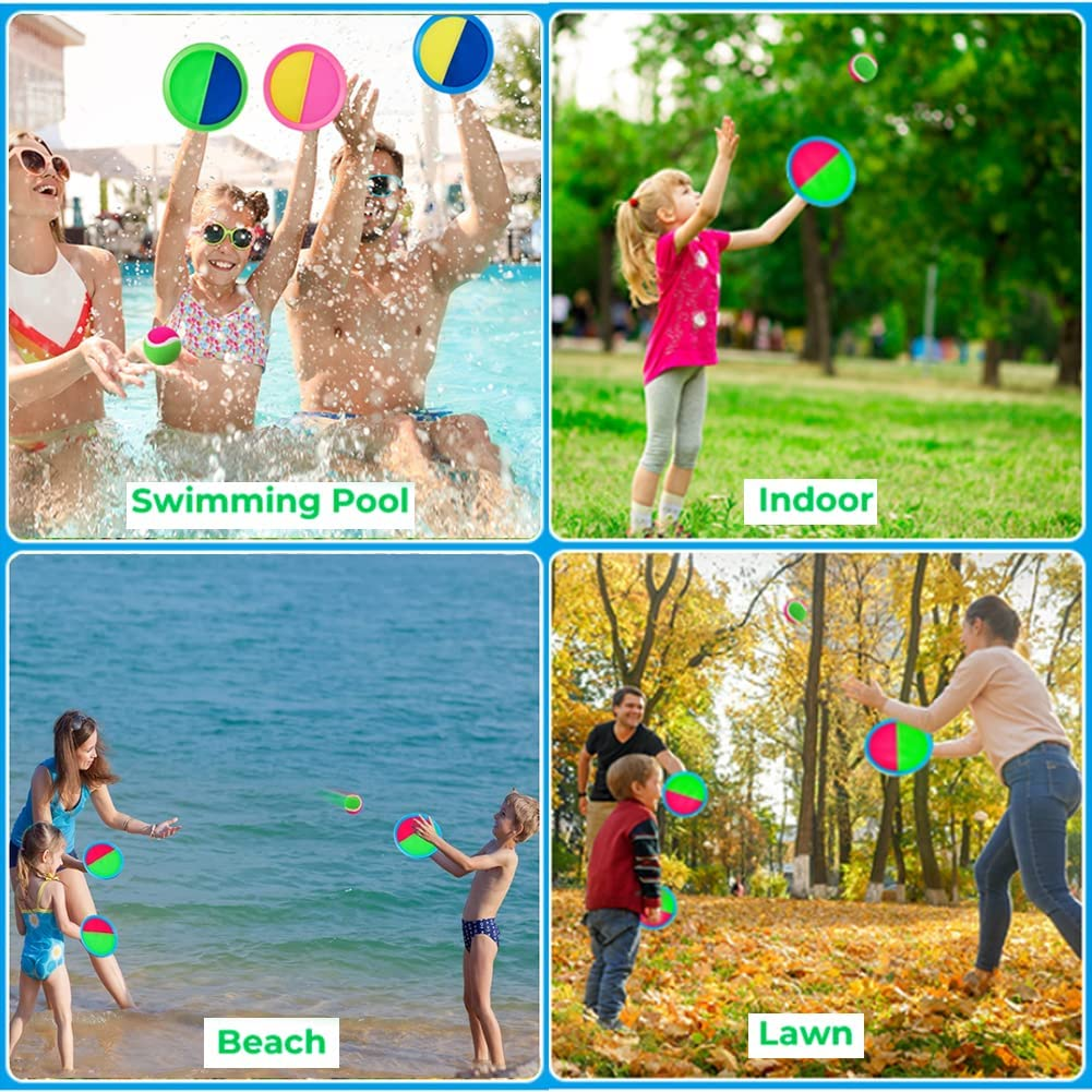 Toss and Catch Ball Set, Toss and Catch Sports Game Set - Upgraded Version 8 Inch Toy Paddle Catch Toy for Kids/Adults/Family/Backyard Beach Outdoor Games (Blue- 2 Balls and 2 Paddles)