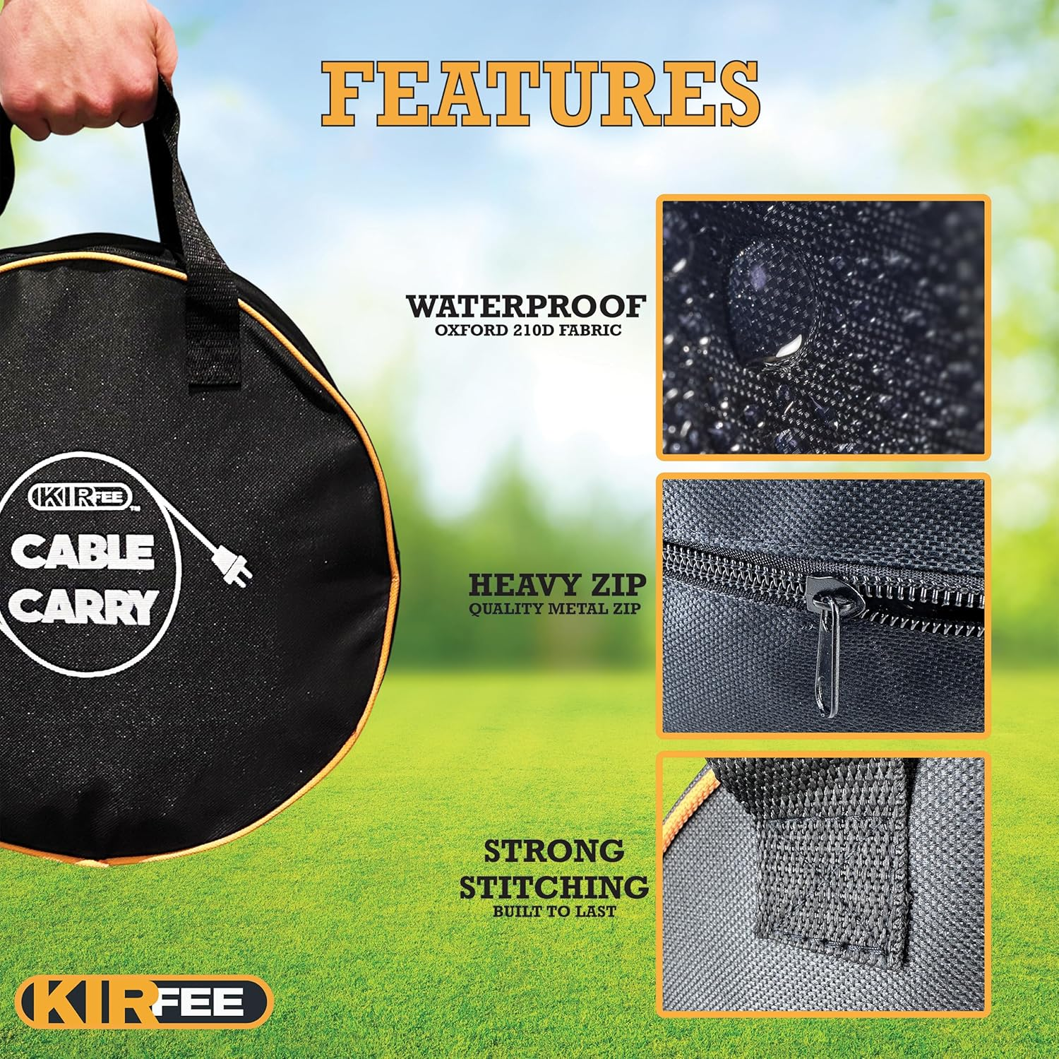 12M Caravan Hook up Cable - Caravan Extension Lead with Carry Bag - 240V 16A Camping Electric Hook up Cable - Ideal for Motorhomes, Caravans and Campervans.