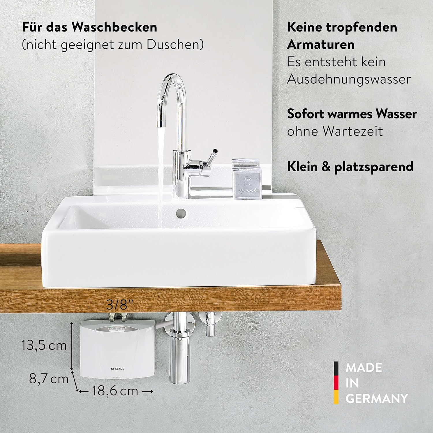 CLAGE Electronic Small Instantaneous Water Heater (White, 3.5 KW Ready to Plug) image number 1