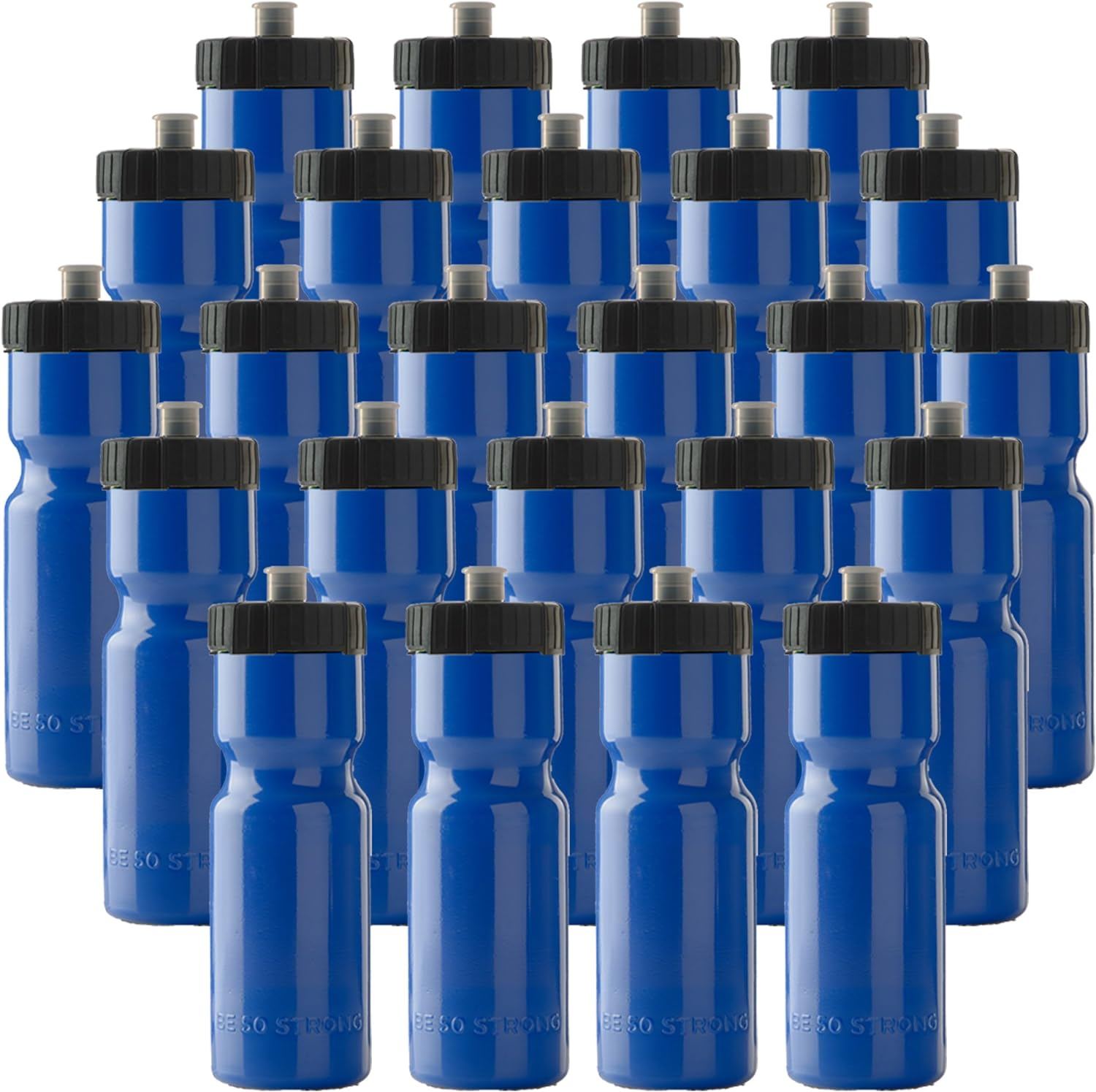 50 Strong Sports Squeeze Water Bottle Bulk Pack - 24 Bottles - 22 Oz. BPA Free Easy Open Push/Pull Cap - Made in USA
