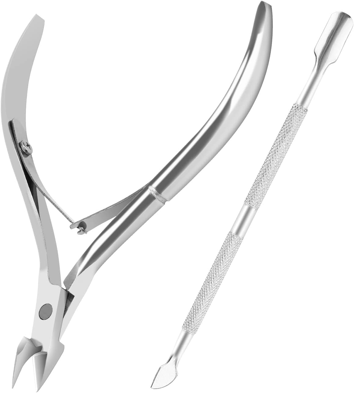 YLYL Metal Nail Cuticle Trimmer with Cuticle Pusher and Cutter, 2 Pcs Professional Cuticle Remover Tool Kit, Cuticle Cutter Set, Cuticle Nippers, Cuticle Clippers for Women, Manicure Pedicure Tool image number 1