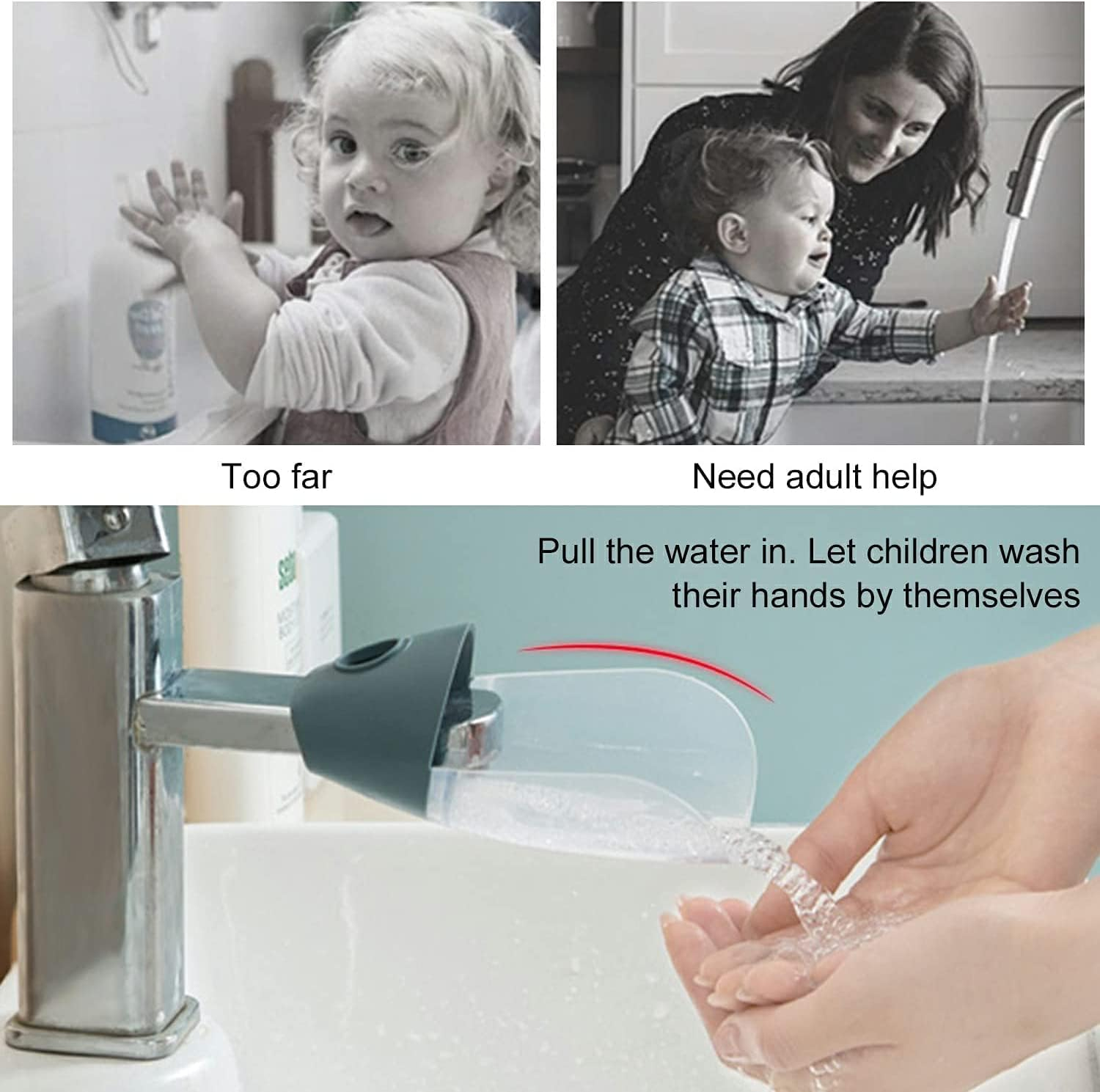 Faucet Extender Tub and Sink Handle Extender for Baby Toddler Kids, 2Pcs Bath Spout Extender Washing Sink Handle Extender,Children'S Faucet Extension Faucet Baby Guide Sink Extender Fits Most Faucets image number 1
