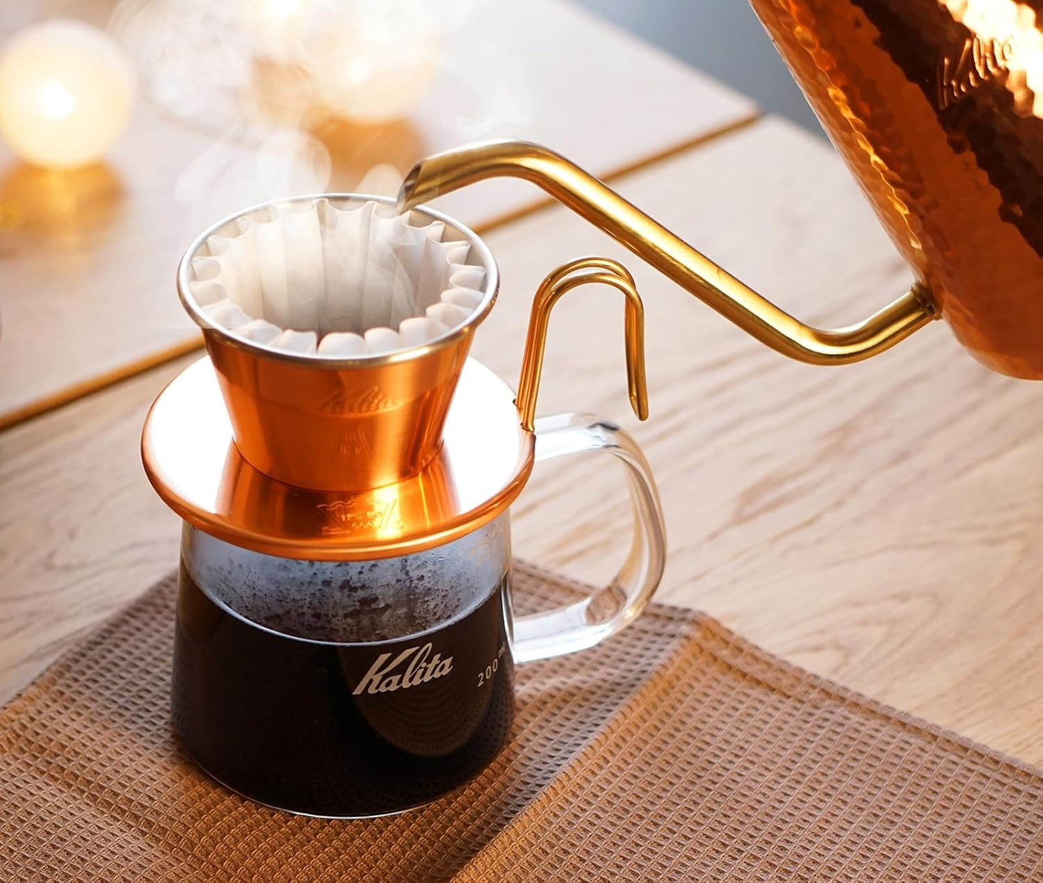 Carita WDC-155#04105 Copper Coffee Dripper Wave Series, Handmade by Tsubame Artisans, Made in Japan, for 1 or 2 People, Drip Equipment, for 1 or 2 People, for One Person, for One or Two Cups, image number 4