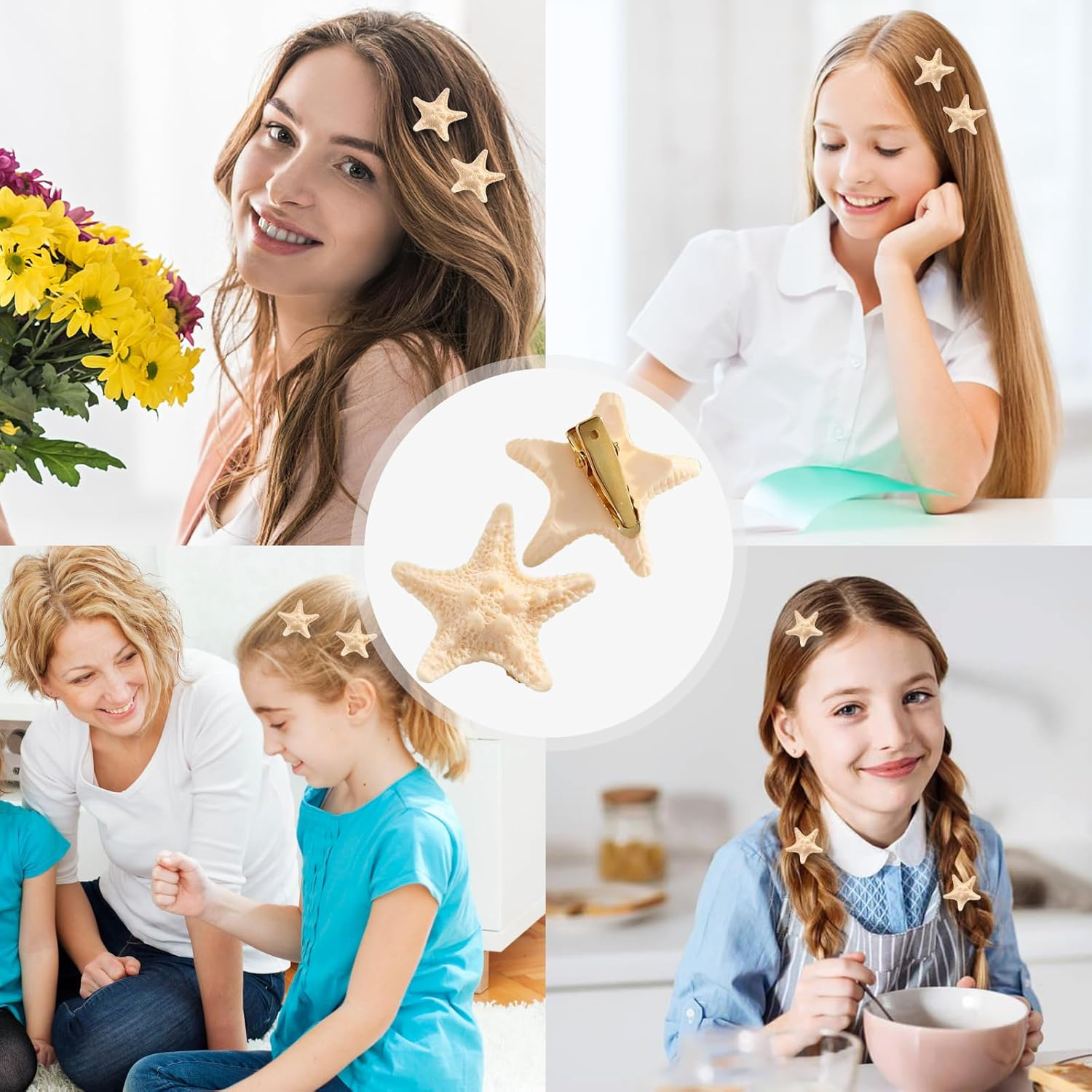 Diyxisk Starfish Hair Clips Girls, 15 Pieces Cute Hair Accessories for Women, Resin Hair Clips, Crocodile Clips for Girls, for Children'S Birthdays, School Performances, Family Reunions image number 4