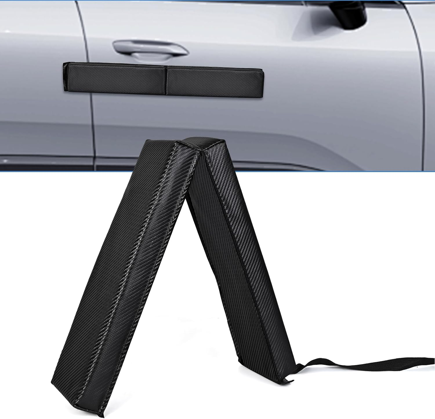 Magnetic Car Door Dent Protector for Non-Aluminum Door Frame Removable Soft Cushion Vinyl Carbon Fiber Embossed Prevent Scratches and Dent Damage (Black)