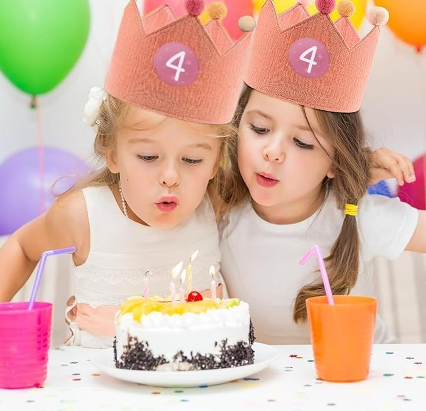 Baby Birthday Crown with Numbers, Reusable Children'S Birthday Hat, Kids Toddler Boys Girls Fabric Crown, Birthday Party Decorations for Baby Shower Numbers 0 to 9 Years Old (Pink) image number 3