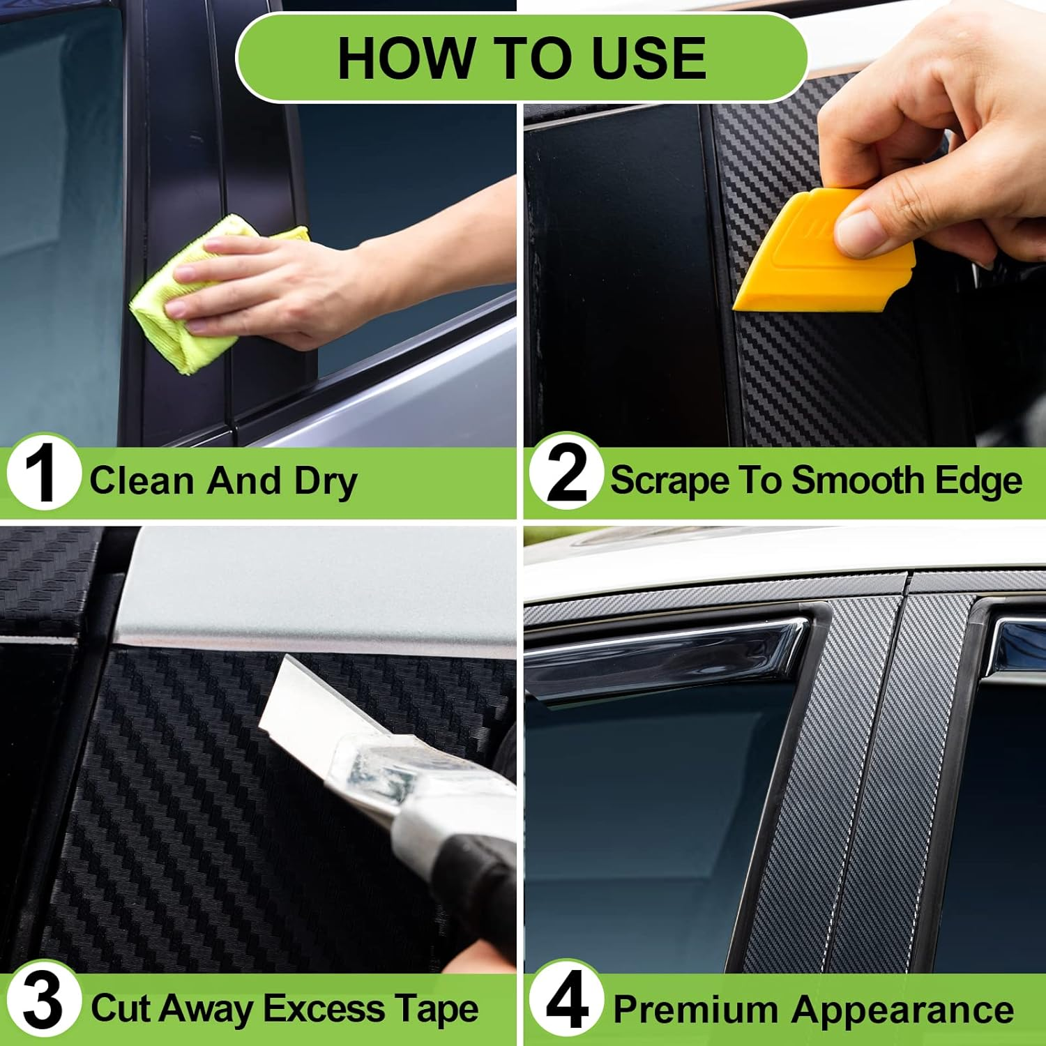 Spurtar Carbon Fiber Wrap, 1 Inch X 20 Ft Air Release Black Vinyl Wrap for Cars Chrome Delete 3D Carbon Fiber Tape Blackout Exterior Decor Tape for Vehicles DIY Free Tool 2.5 X 600Cm image number 5