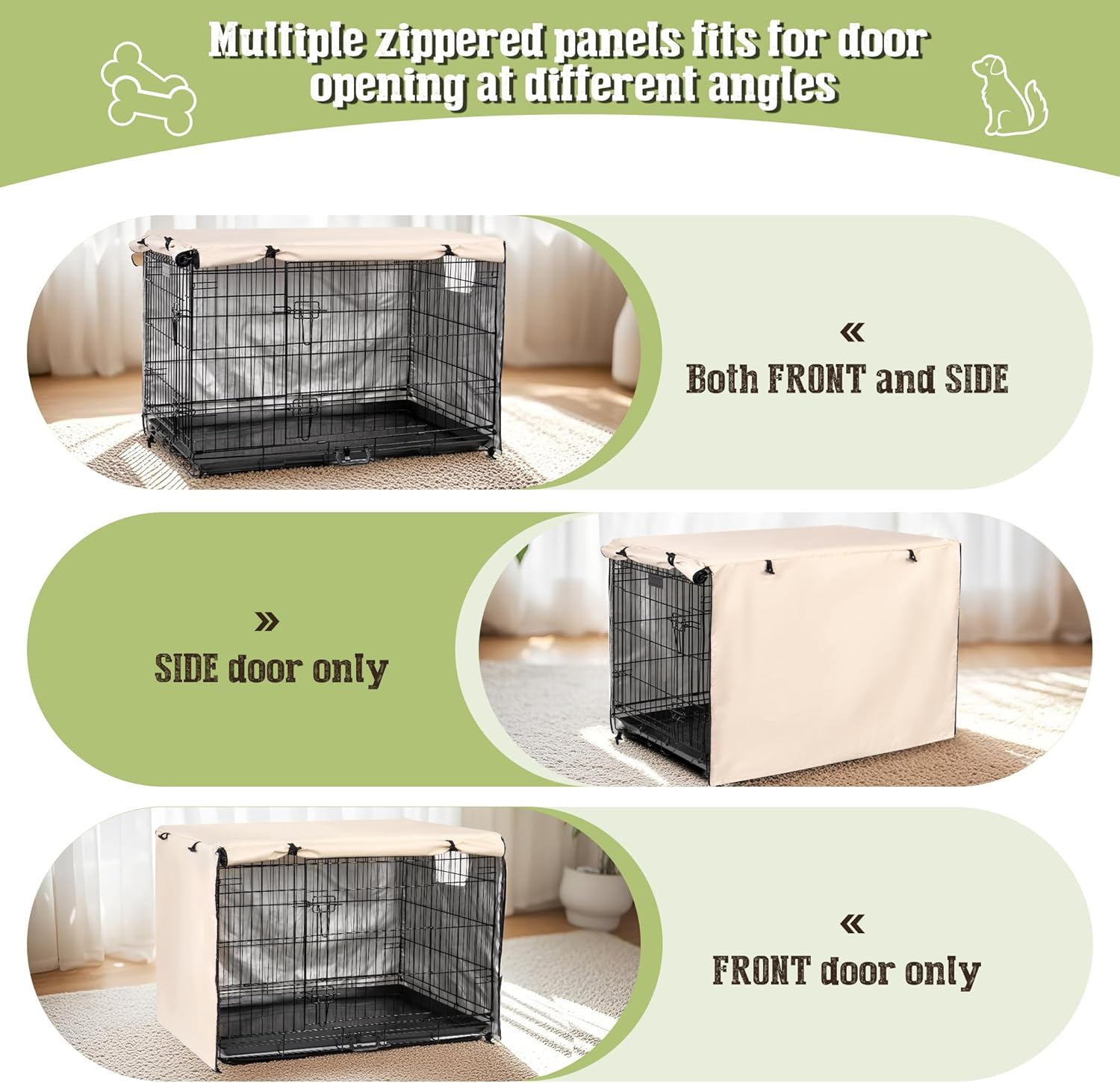 Kefit Dog Crate Cover 42 Inch, Kennel Cover for Dog Cage, Beige image number 7