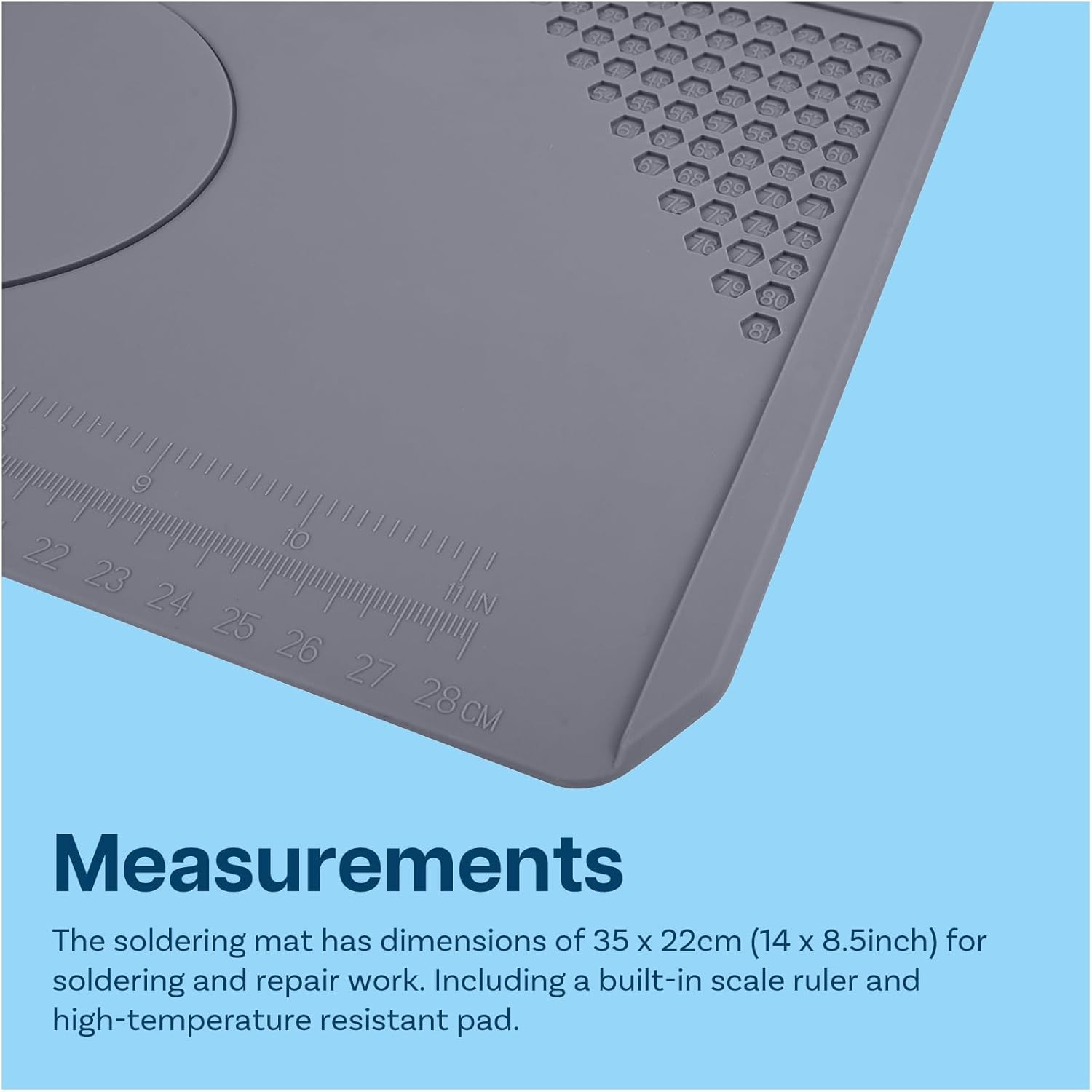 MMOBIEL Soldering and Repair Mat Silicone - 35 X 22 Cm Heat-Resistant up to 500&deg;C (932&deg;F) &ndash;Workbench Mat for Soldering, Cell Phone and Electronics &ndash; Silicone Soldering Mat with Heat Insulation &ndash; Grey image number 3