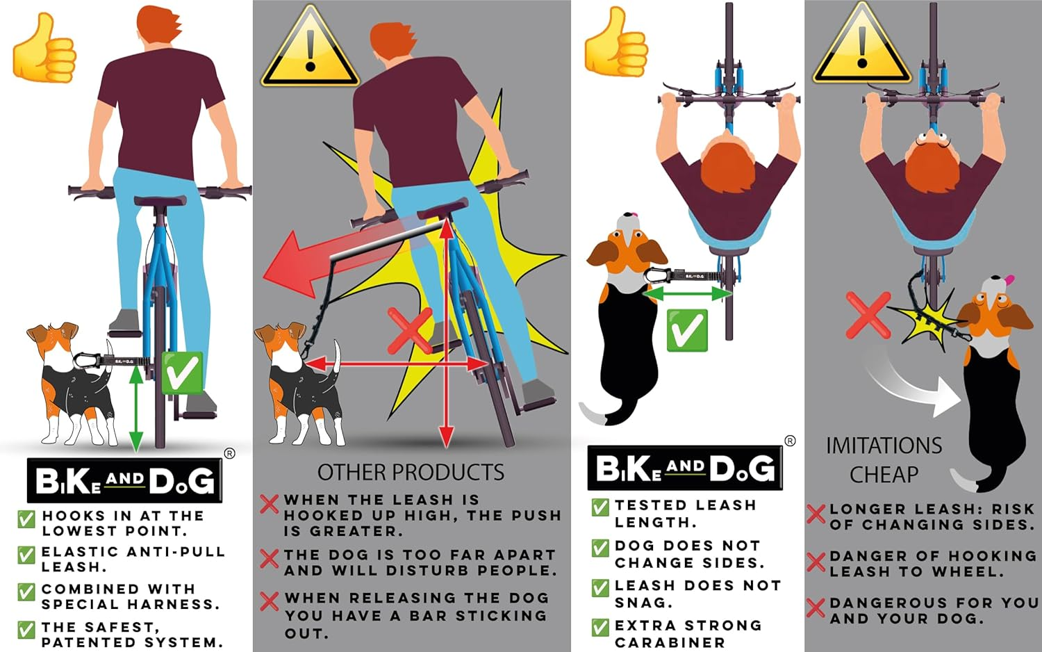 Dog Bike Leash, Hands Free Dog Leashes. Dog Bicycle Lead for Small, Medium and Large Dogs, Designed to Lead One or More Dogs with Maximum Safety, Easy Assembly without Tools. Patented Product.