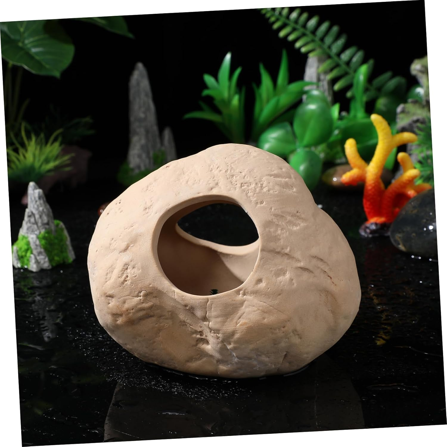 Hohopeti Stone Fish Tank Decor Hideout Cave for Fish Aquarium Versatile Pet Shelter
