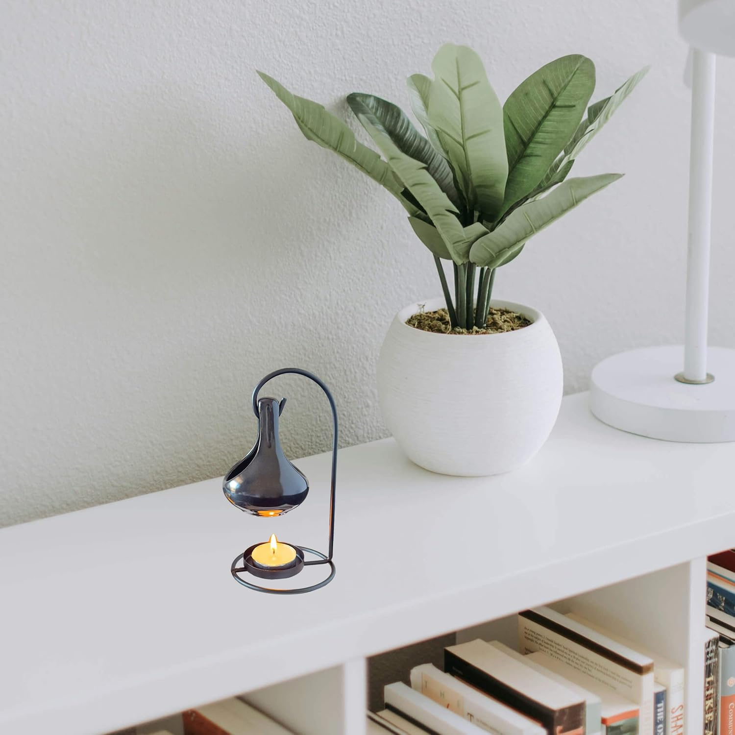 Black Tealight Wax Warmer, Essential Oil Warmer, Tea Light Candle Holder image number 3