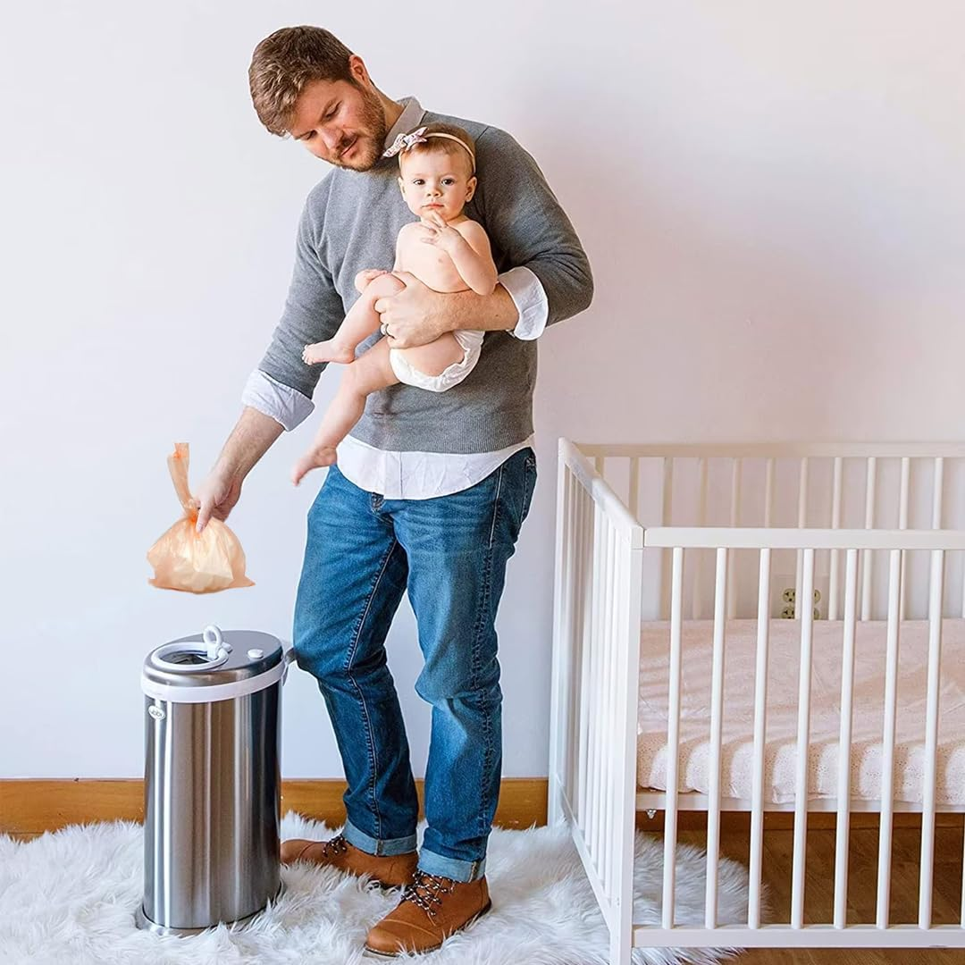 150 Coloured Nappy Bags with Tie Handles, Fragranced for Eliminating Odours, Durable and Leak-Proof, Light-Weight and Perfect for Babies Travel Bags