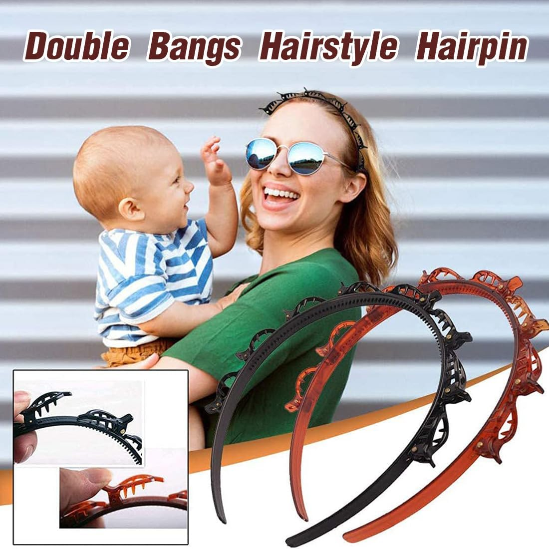 LICHUANUK Bangs Hairstyle Hairpin, 2 Pieces Hairstyle Aid Headband with Clips, Hairpins Hairdressing Supplies, Headband Hair Accessories Hair Band, Hair Band with Clips, Twist Clip Headband image number 1