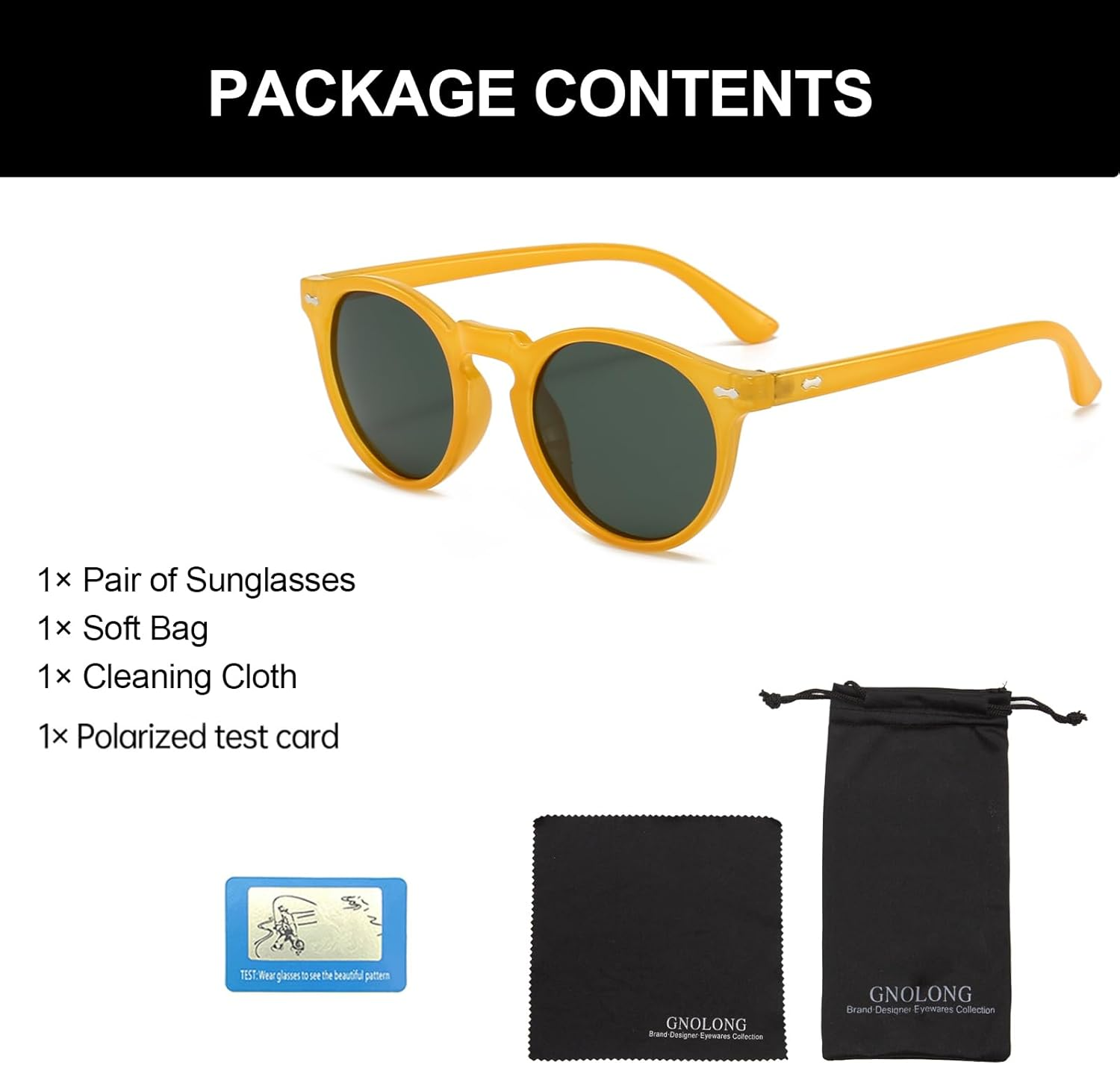 GNOLONG Polarized round Sunglasses for Women Men Vintage Retro Small Oval Polarized 90S Sunglasses UV400 Protection - Brown/Brown image number 6