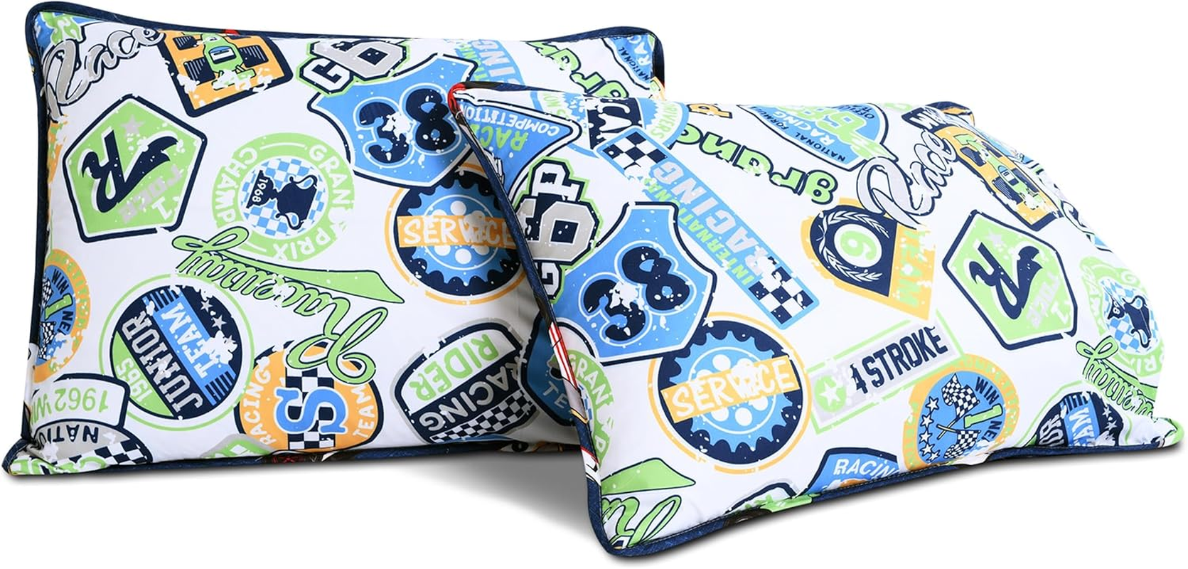 Lush Decor Lush D&eacute;cor Navy Race Car Kids' 2-Piece Quilt, Reversible Bedding Set for Boys (Twin)