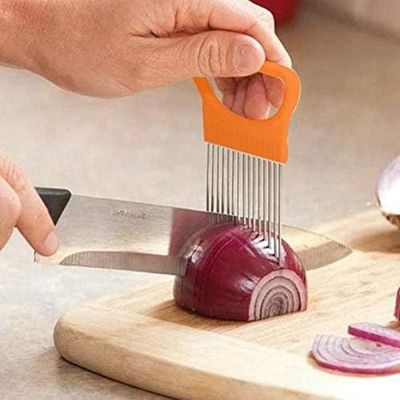 Kitchenware Gadgets Stainless Steel Vegetable Onion Cutter Holder Meat Needle Kitchen Tools (Orange) Kitchenware Gadgets (Color : Orange)