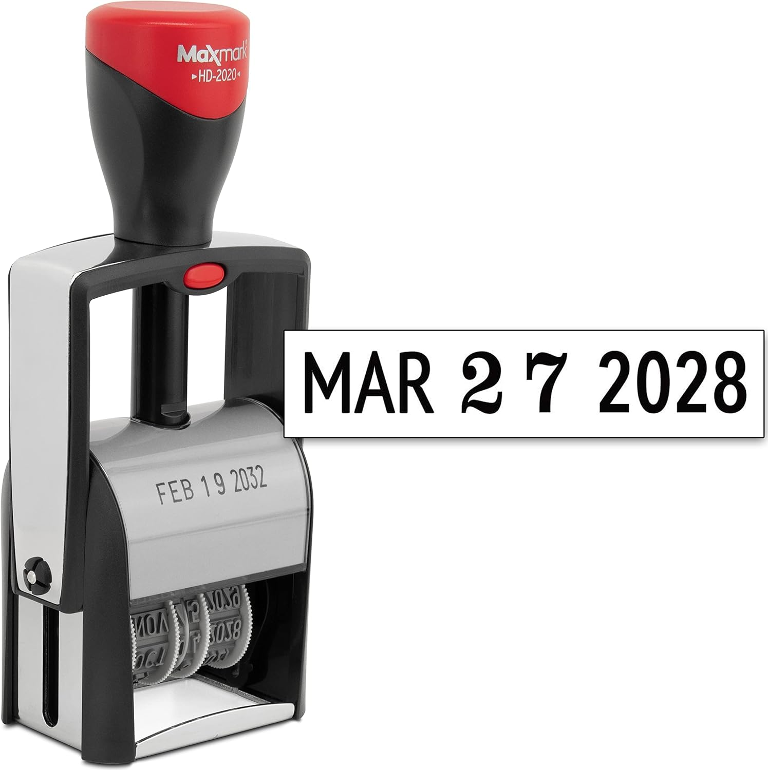 2000 plus 2020 Heavy Duty Date Stamp, Large Date Size - Exclusive 12-Year Band Red