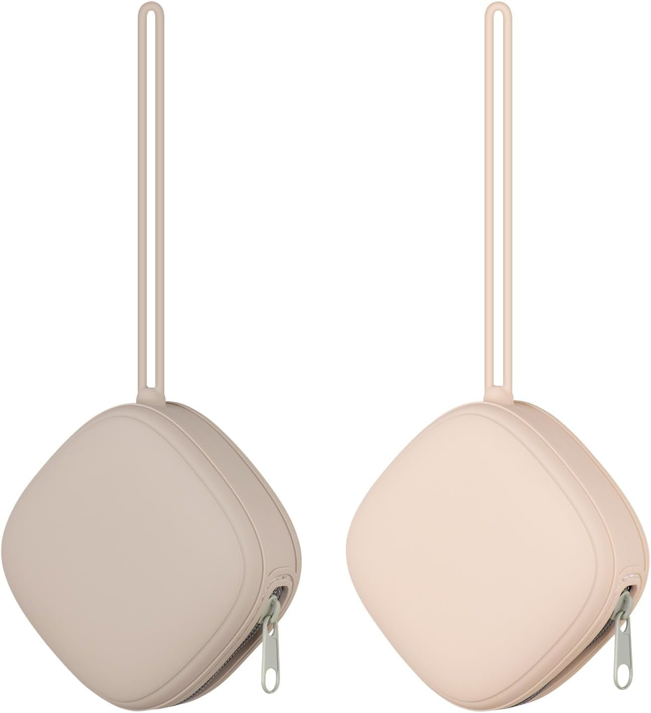 Swelive 2 Pack Silicone Pacifier Holder Case, Portable Pacifier Case for Diaper Bag, BPA Free Newborn Baby Pacifiers Silicone Pouch for Boys & Girls (Light Grey+Shifting Sand) image number 2