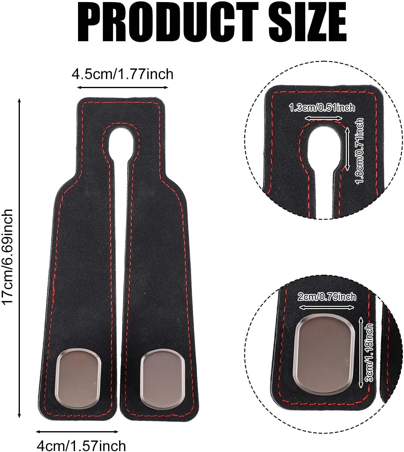 PEUTIER 2Pcs Car Headrest Hooks, Suede & Oxford Cloth with Galvanized Metal, Minimalist Car Seat Organizer Hooks for Purse, Umbrellas, Bags (Black)