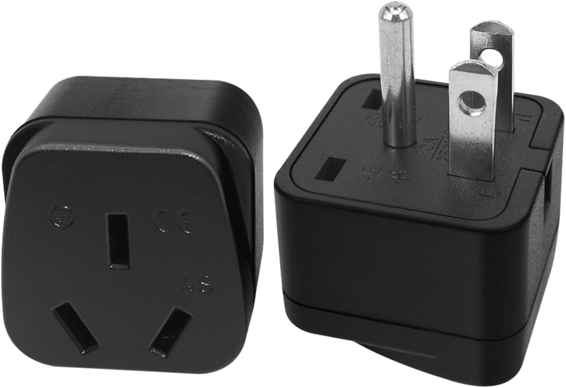 NEMA5-15P to AU AS3112 Power Converters, Toptekits USA Nema 5-15P Plug to SAA Australia Female Socket AC Electrical Adapters,Au US Plug Adapter.Usa AU Outlet Plug Adapter (Adapter Black,2-Pack) image number 1