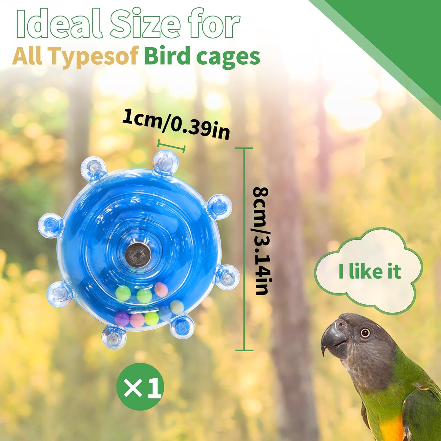 Bird Toys for Parakeets, Interactive Spinner Rattle Budgie Toys, Rotating Wheel Chew Parrot Toys for Medium Birds Small Cockatiels Conures Enrichment Toy (Blue) image number 6