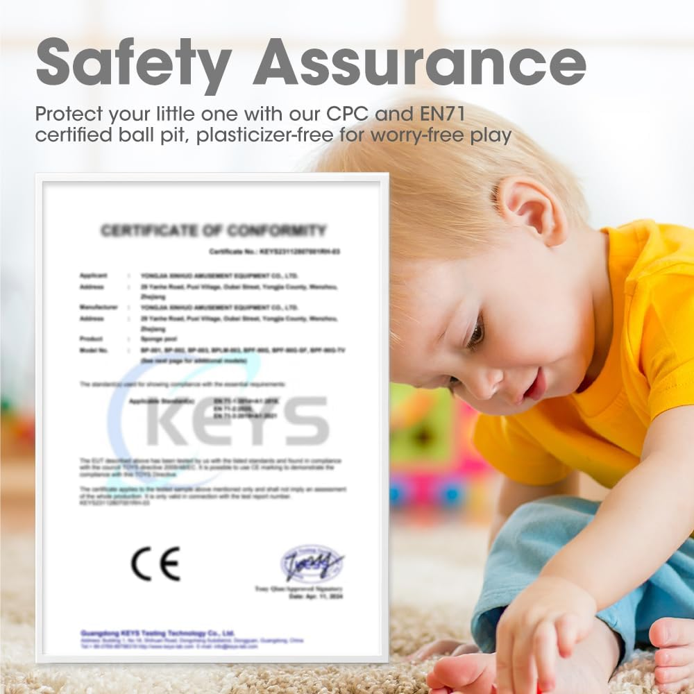 Playpals Foam Ball Pit for Kids and Toddlers, 90 X 30CM Soft round Ball Pool Playpen Fence with 200 Ocean Balls, Baby Ball Pit for Indoor and Outdoor Game - Grey image number 5